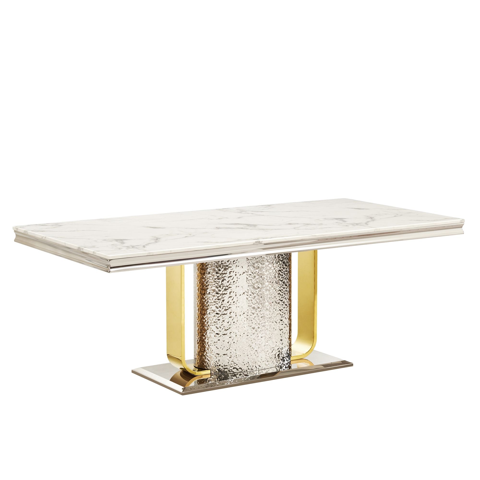 Modern Rectangular Dining Table-201 Stainless Steel Base with marble top