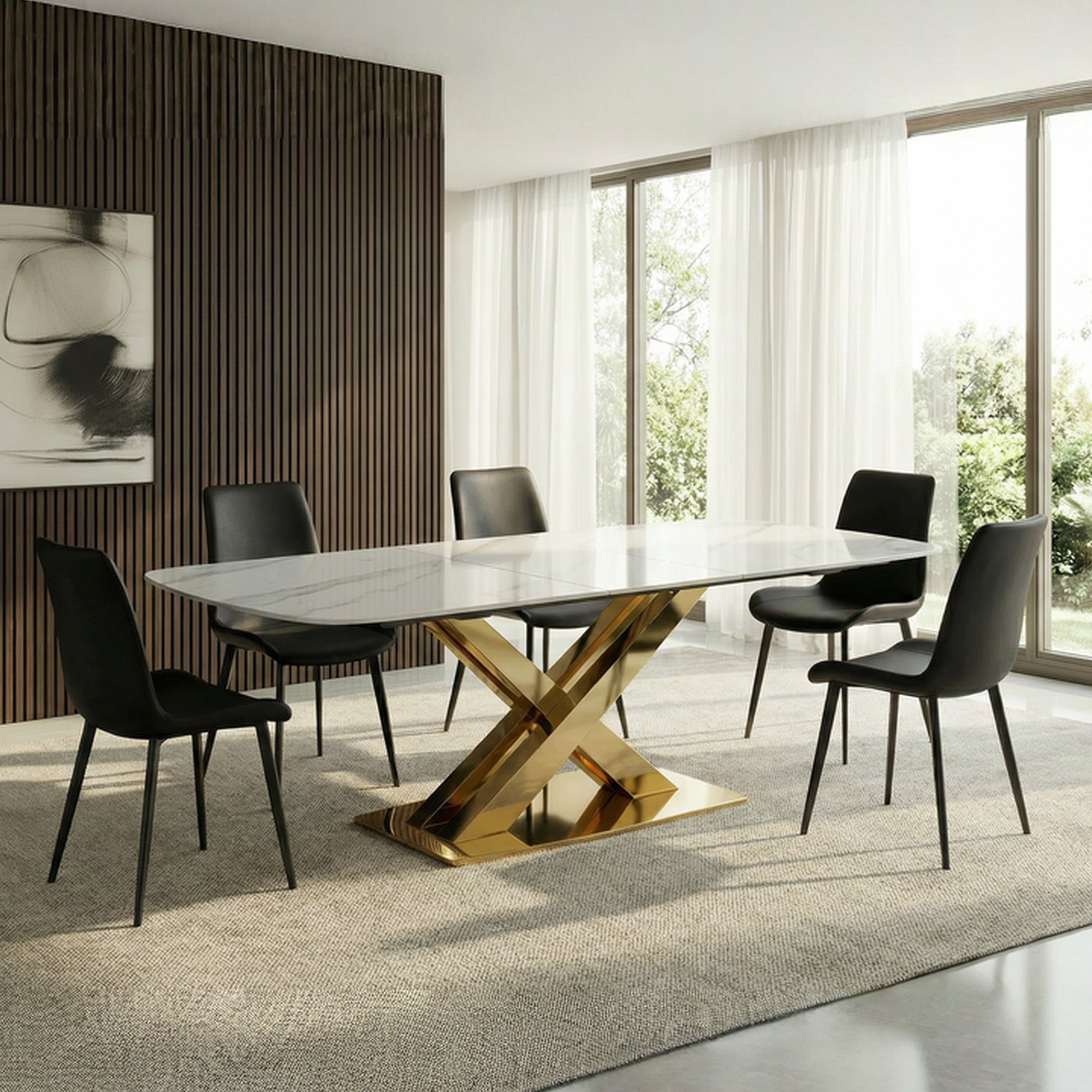 Extendable table with sintered stone top