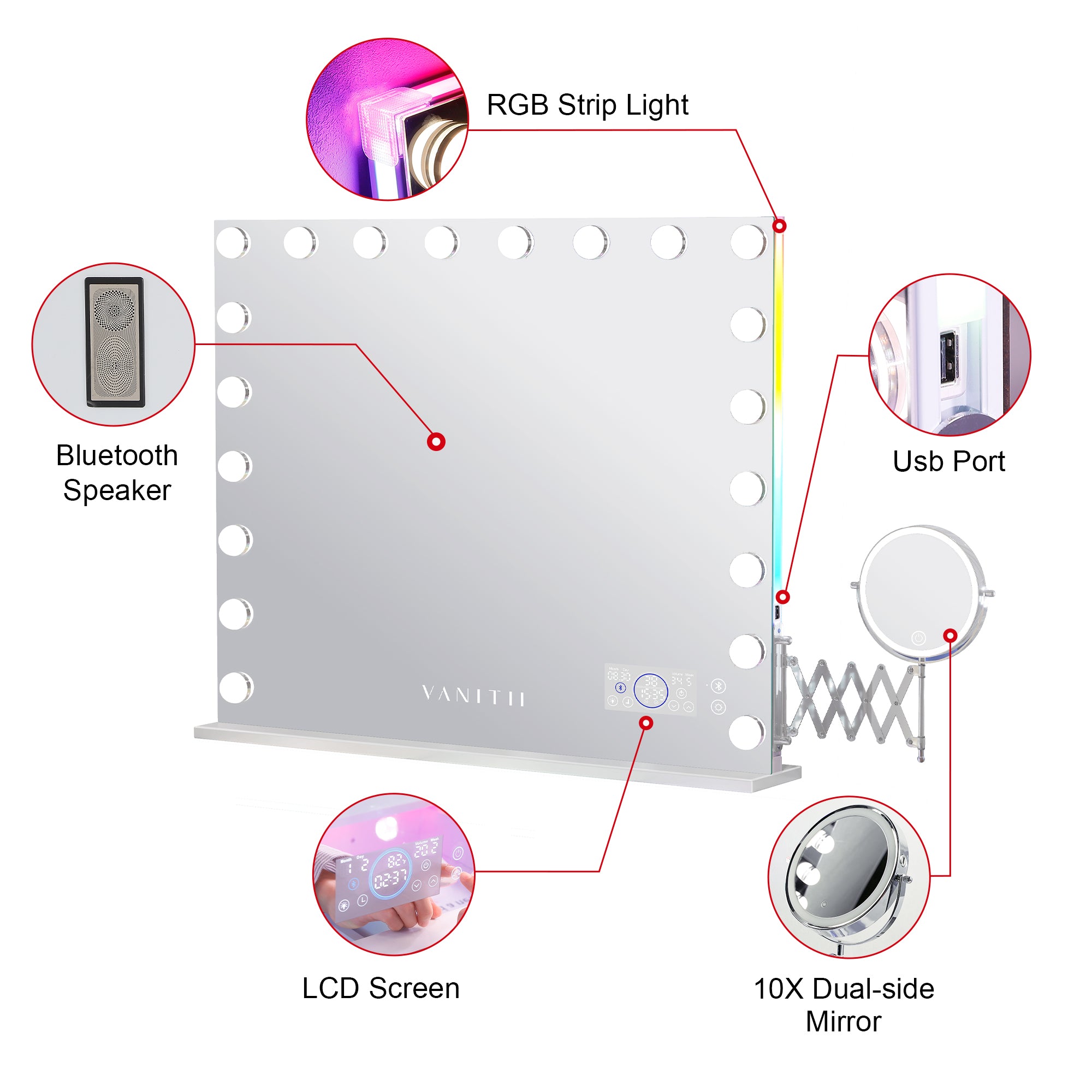 New Release! VANITII Hollywood 18/20 Bulbs Light Mirror with Bluetooth