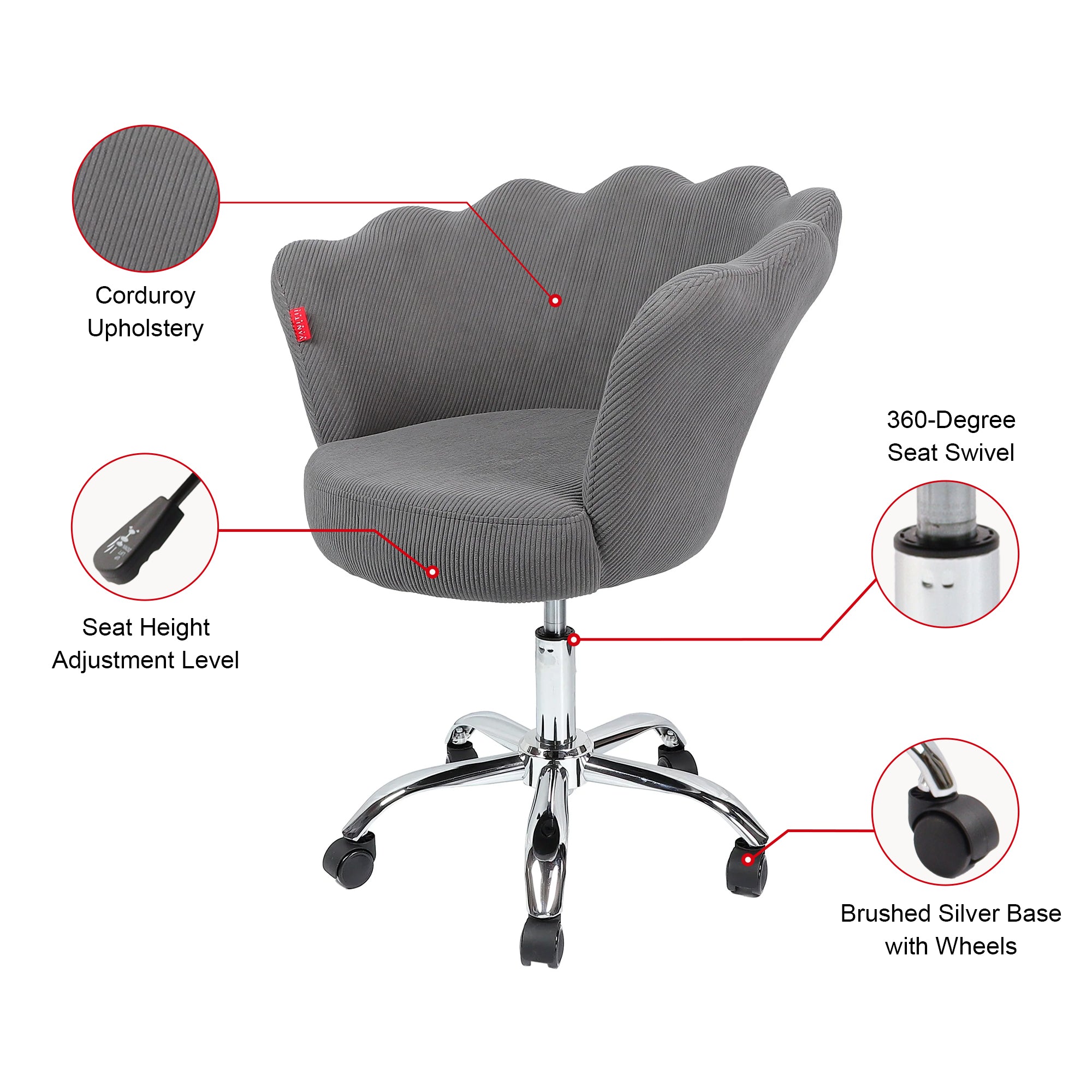 Anna Swivel Corduroy Vanity Chair