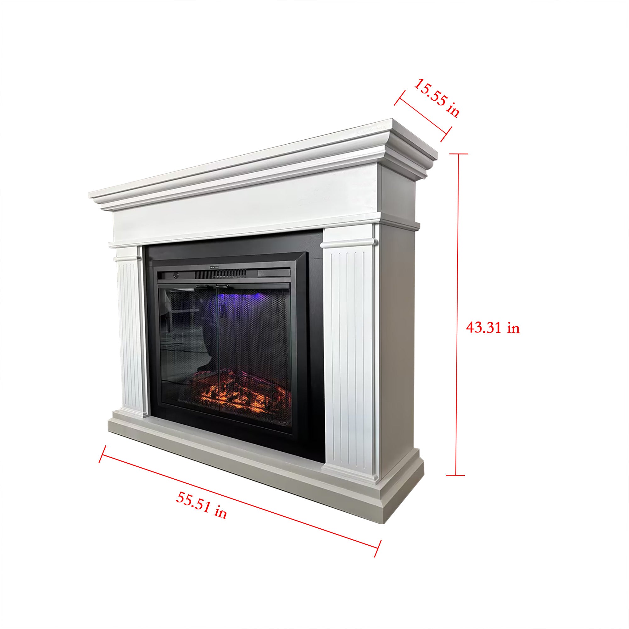 White Okoume Veneer Fireplace TV Stand