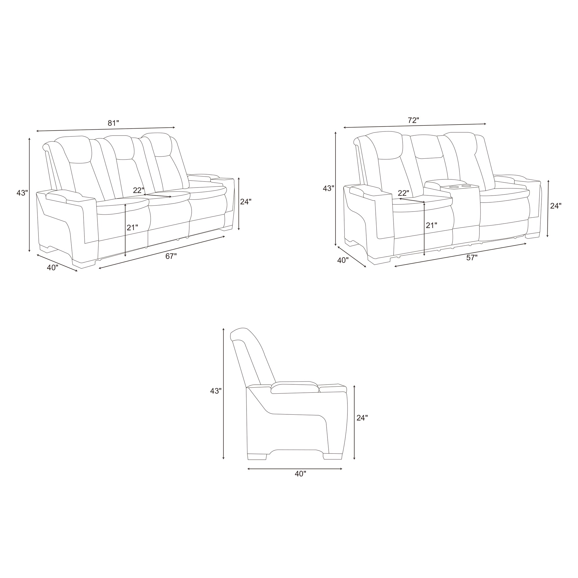 Charlie Gray Power Recliner Sofa Set