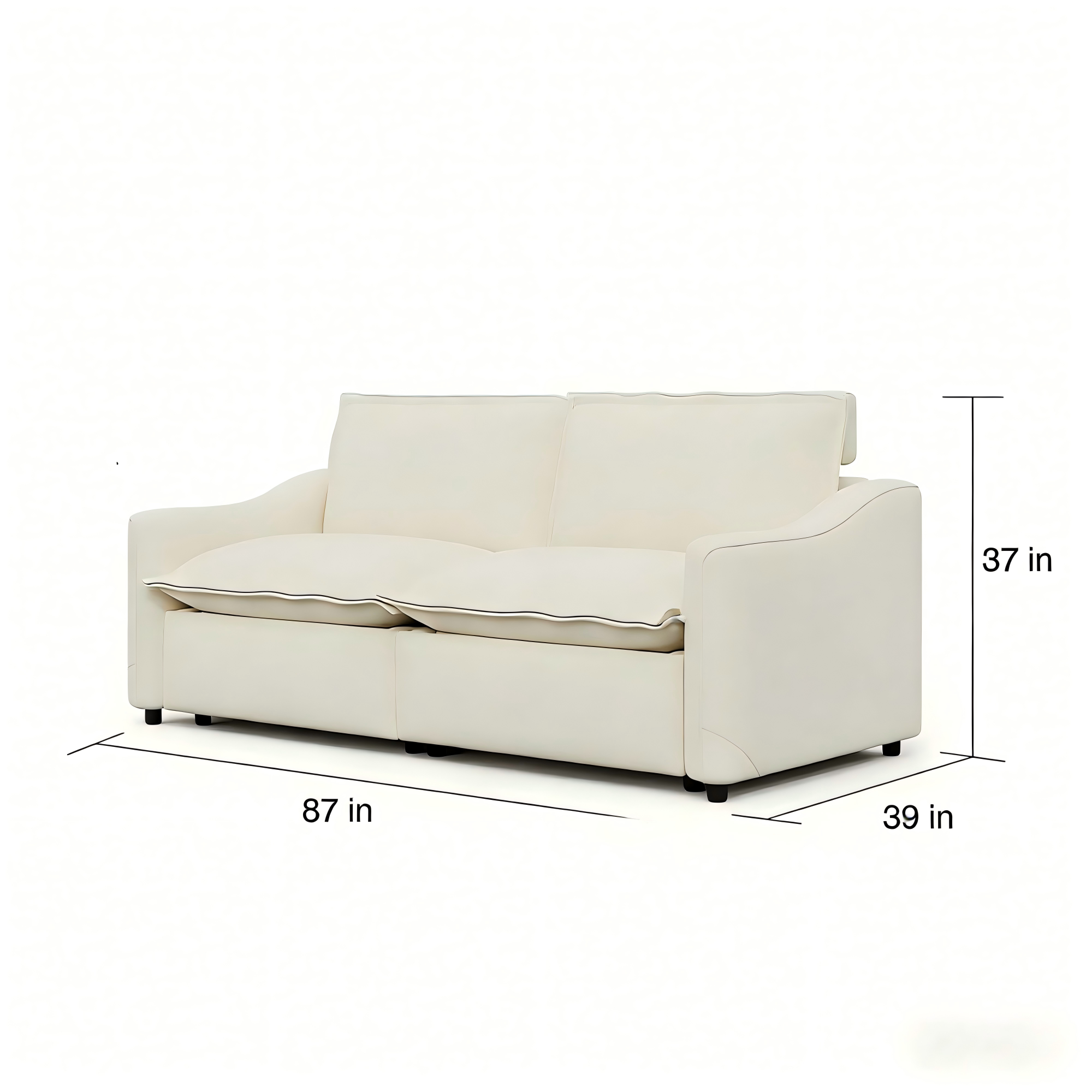 Haven 2-Seater Power Reclining Loveseat, Cream Cloud-Like Fabric Modern Living Room Furniture