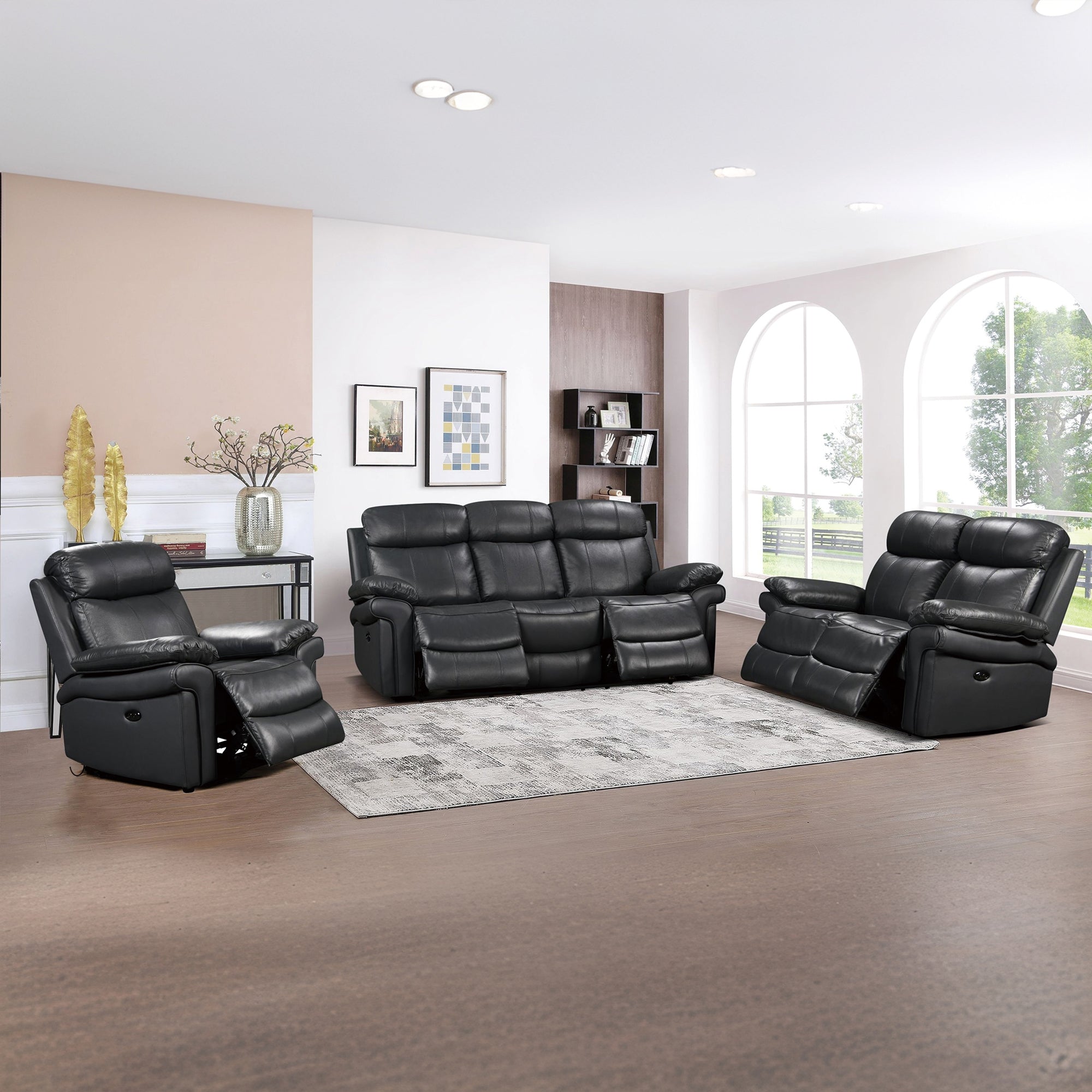 Power Recliner Sofa & Loveseat & Chair MR2573 Dark Blue