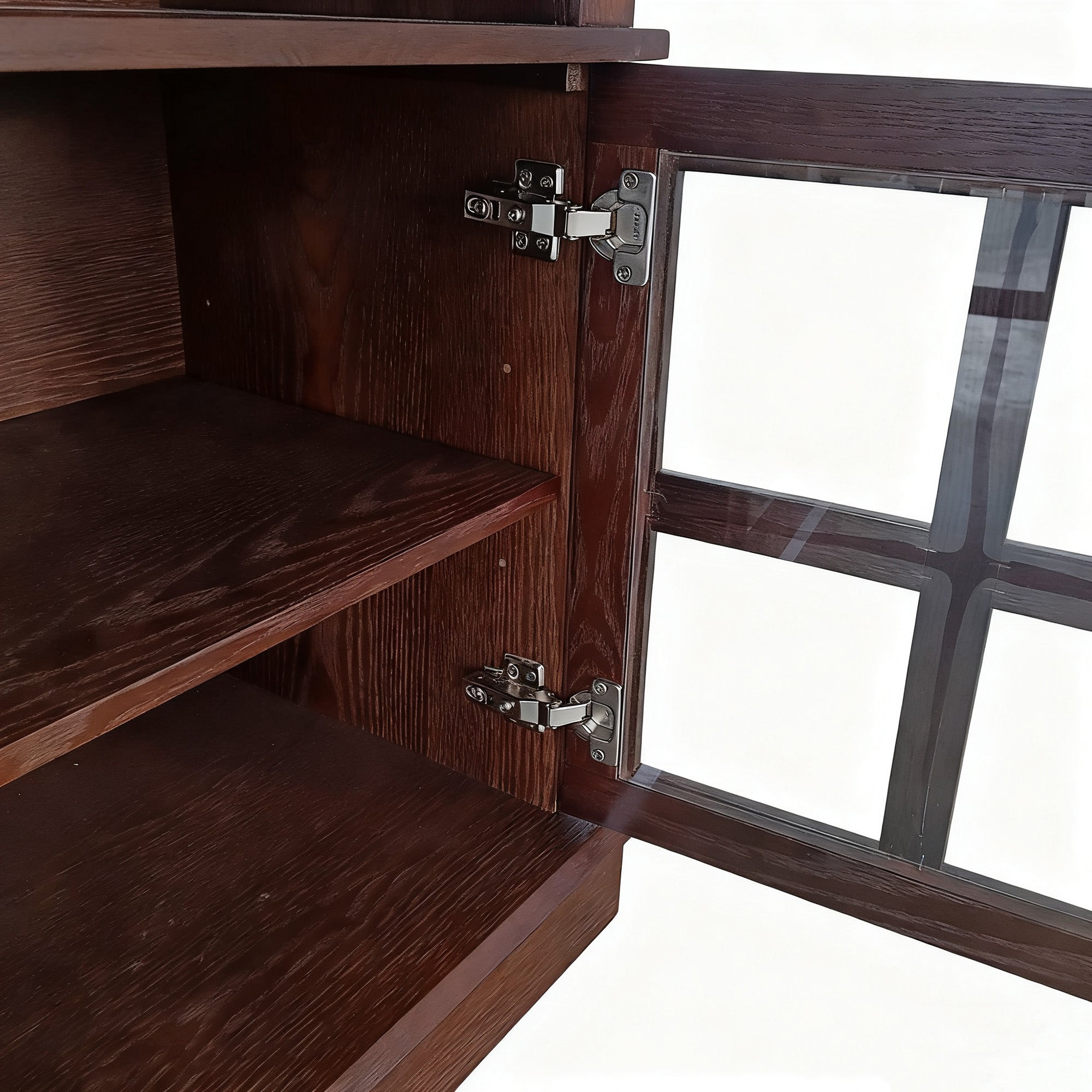 72“ Teak Ash Wood Veneer Fireplace TV stand