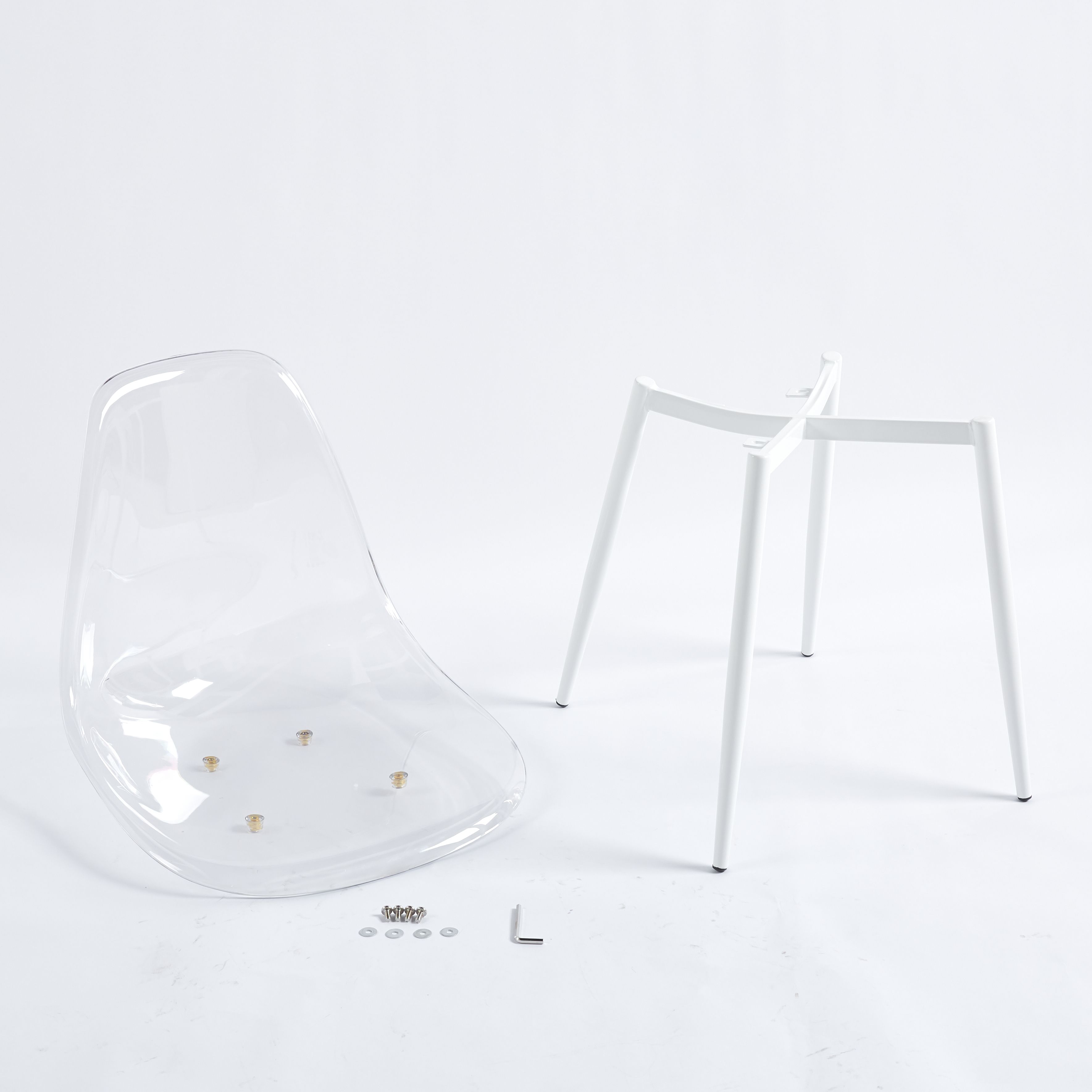 Clear Acrylic Accent Side Chairs w/ Metal Legs for Dining/Kitchen/Living Room
