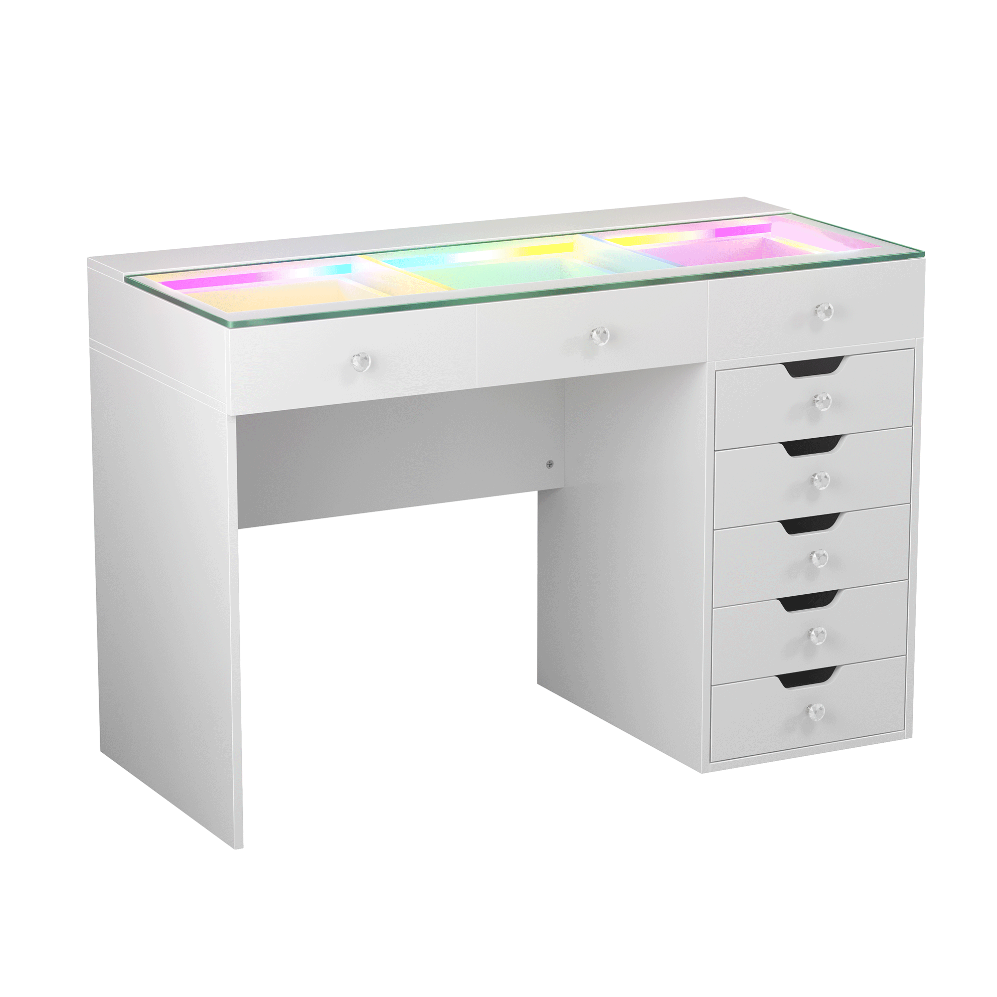 VANITII Diana 8 Storage Drawers Vanity Desk Set -Mirror with Jewelry Organizer