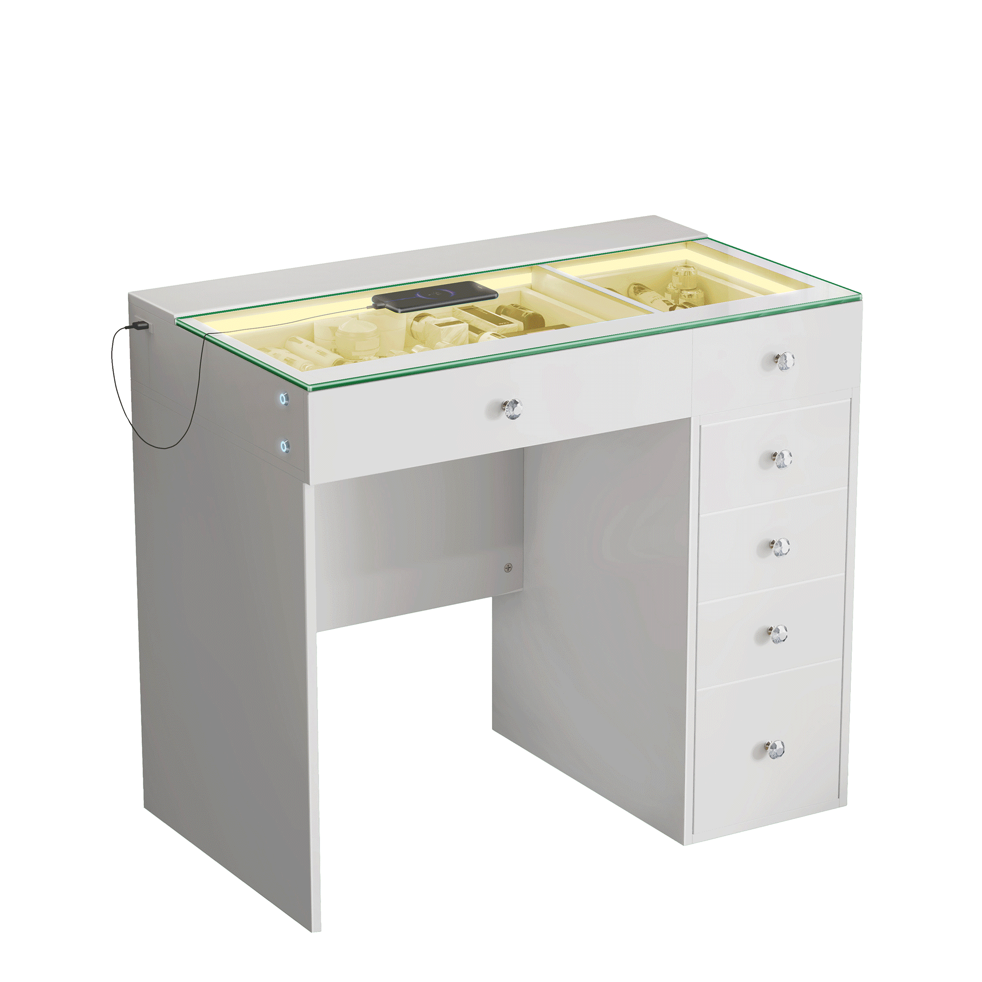 VANITII Mini Diana 6 Storage Drawers Vanity Desk Set -Mirror with Jewelry Organizer