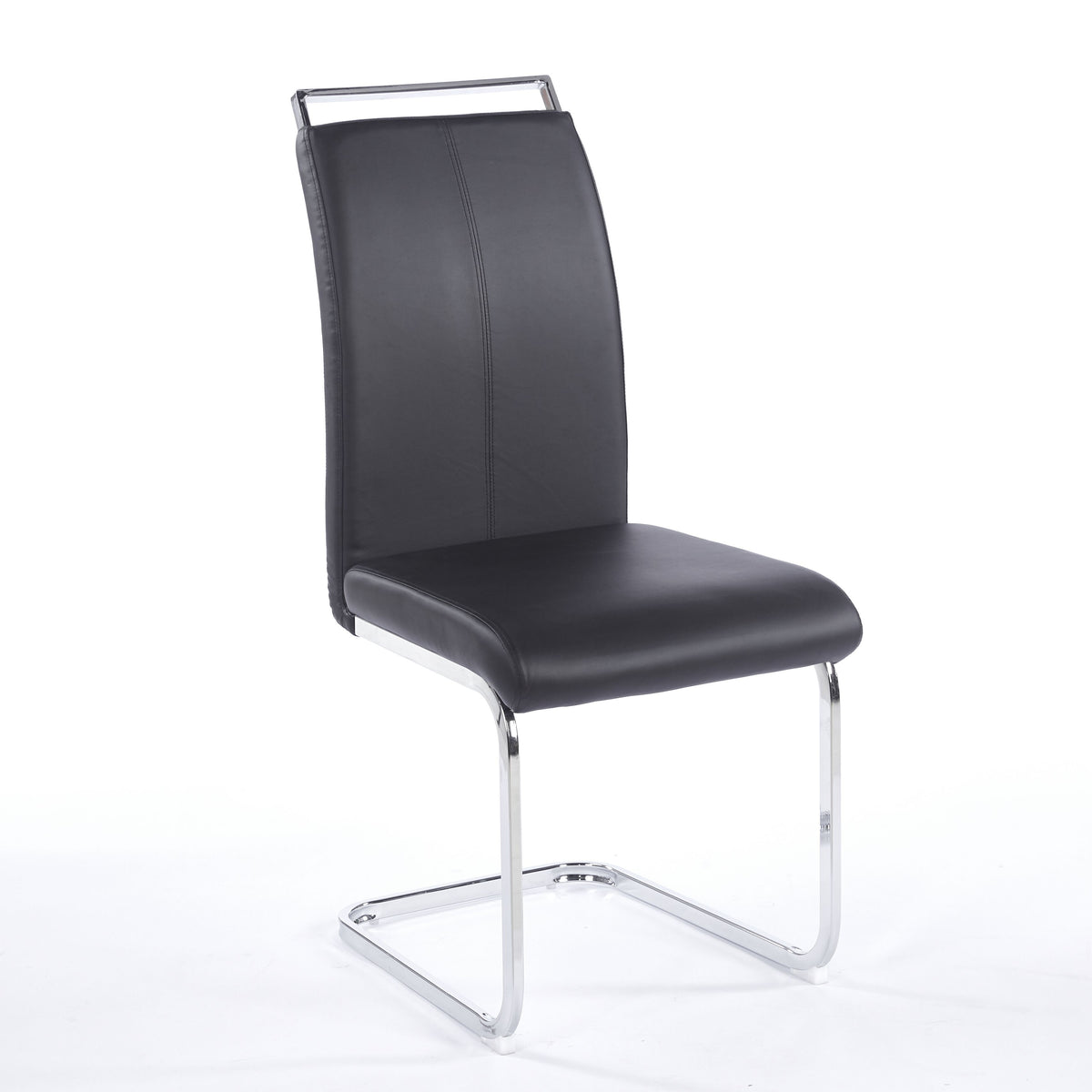 Contemporary Cantilever Dining Chair, Leather Upholstery with Chrome Metal Base 4pCS/CTN