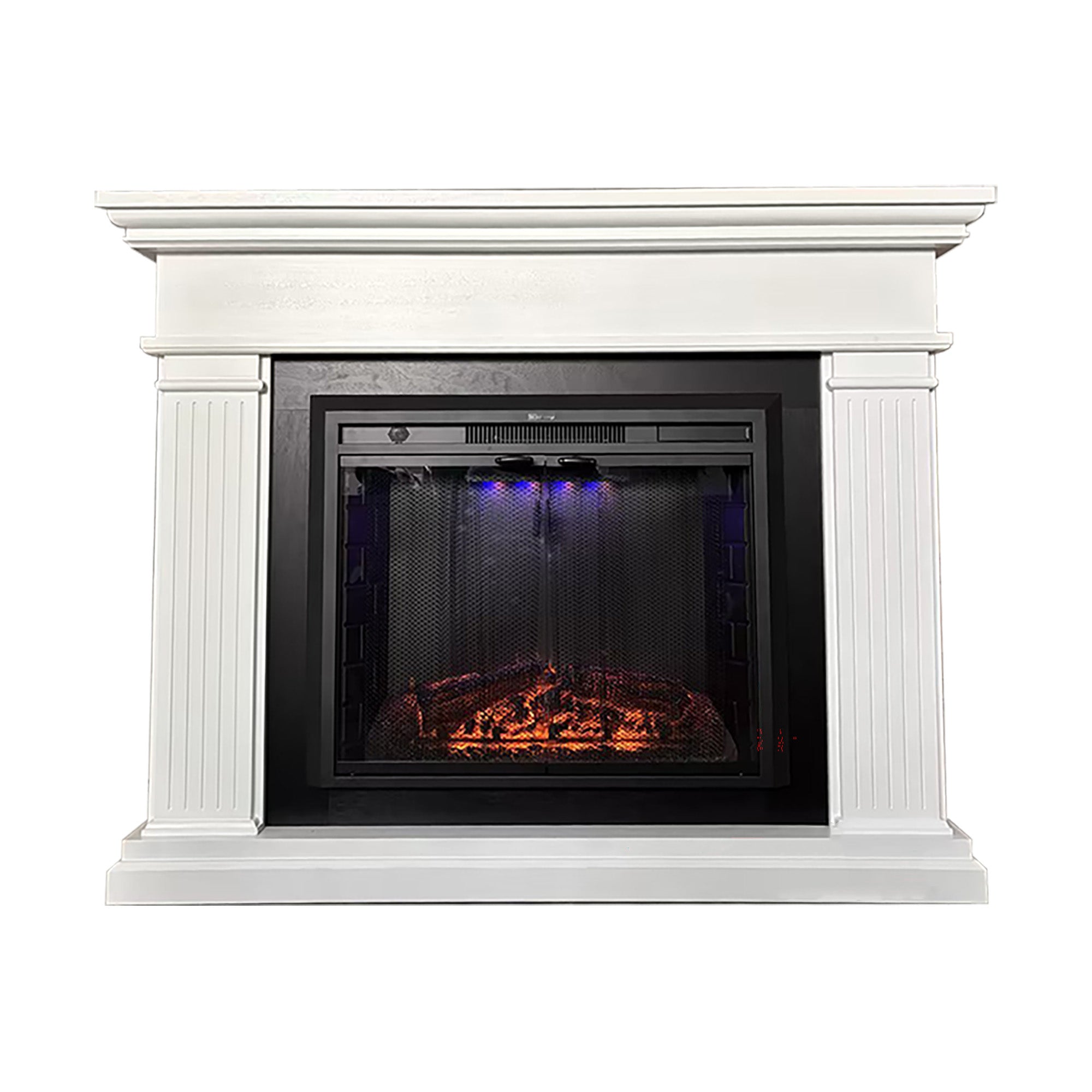 White Okoume Veneer Fireplace TV Stand