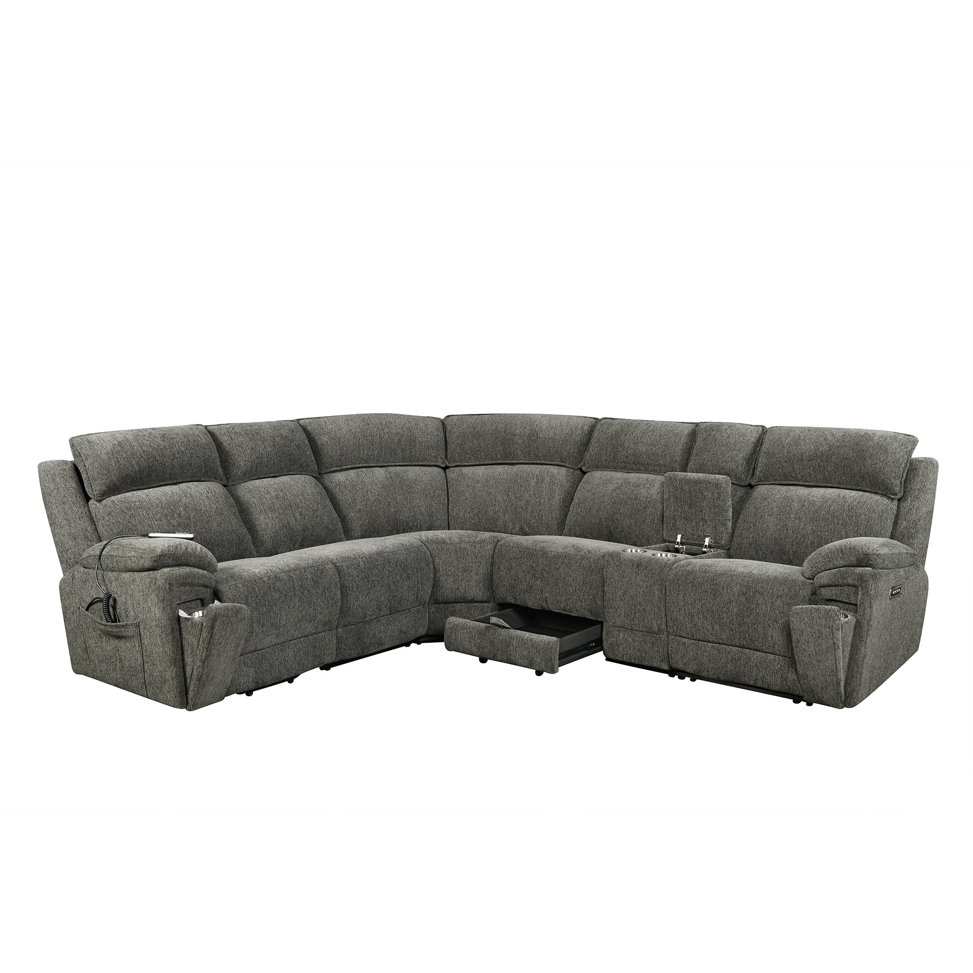 Power Recliner Sectional Fabric Sofa MC3020 Gray