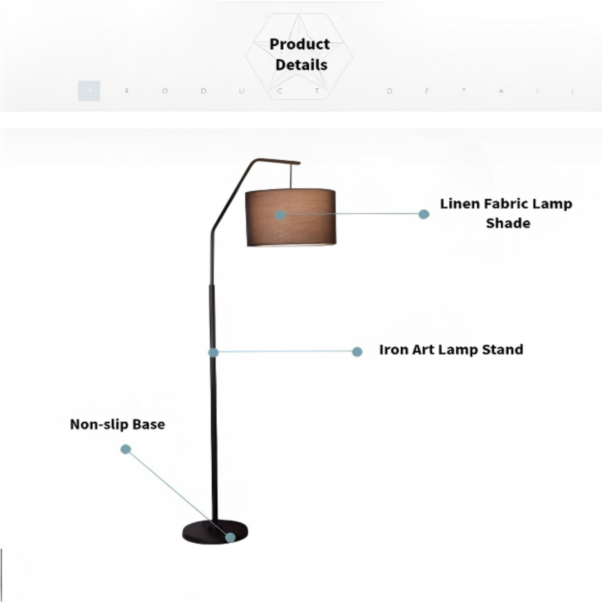 Modern Crescent Floor Lamp | Adjustable Swing Arm + Linen Shade | Nordic Minimalist Design for Living Room, Bedroom, or Study