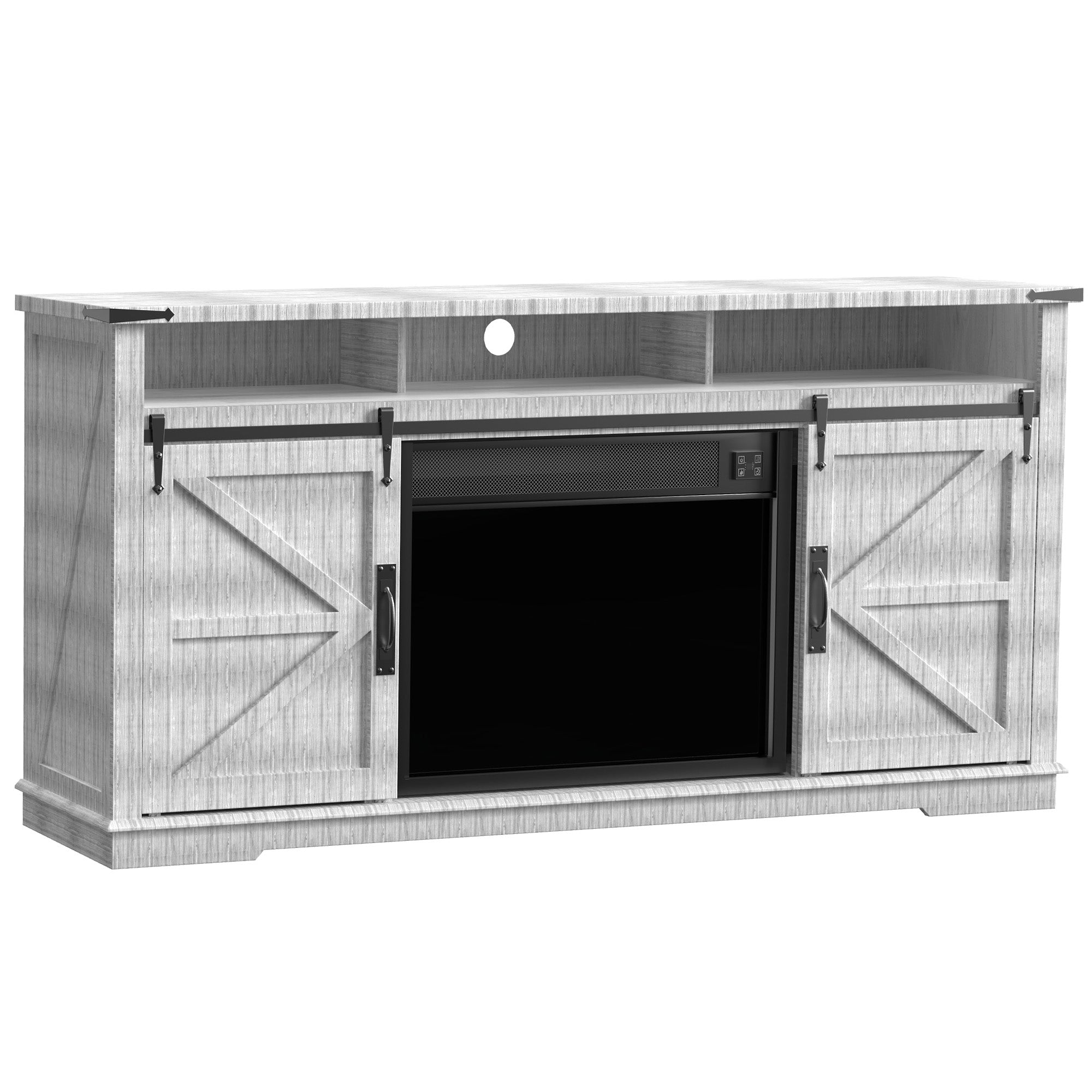 Fully Assembled 70" TV stand with an electronic fireplace