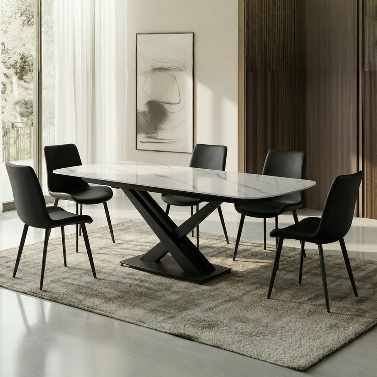 extendable dining table with sintered stone top