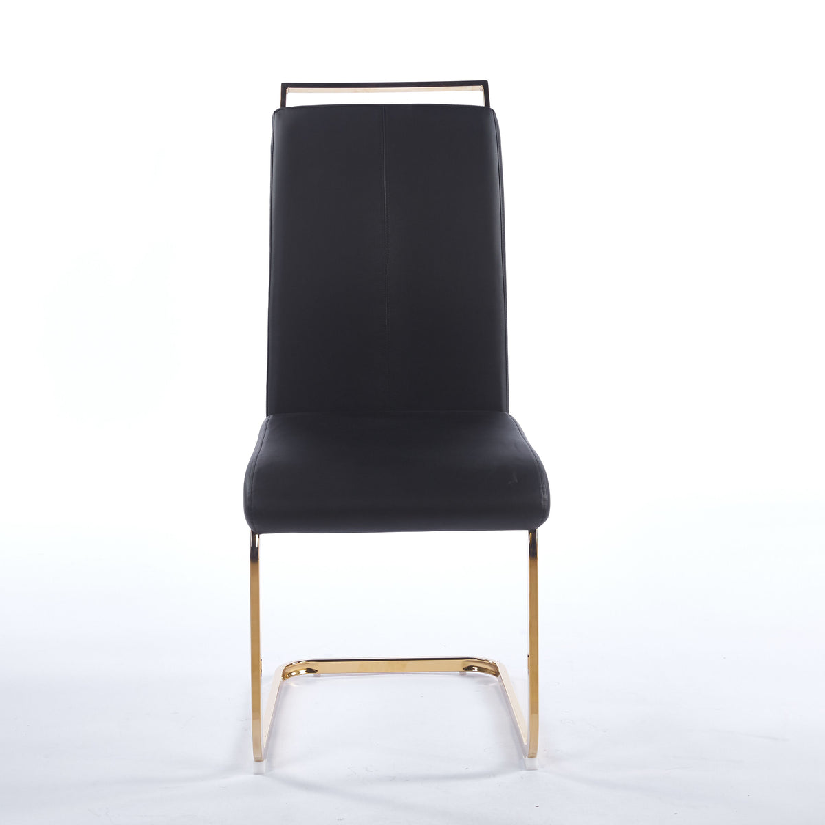 Contemporary Cantilever Dining Chair, Leather Upholstery with Golden Metal Base 4pCS/CTN