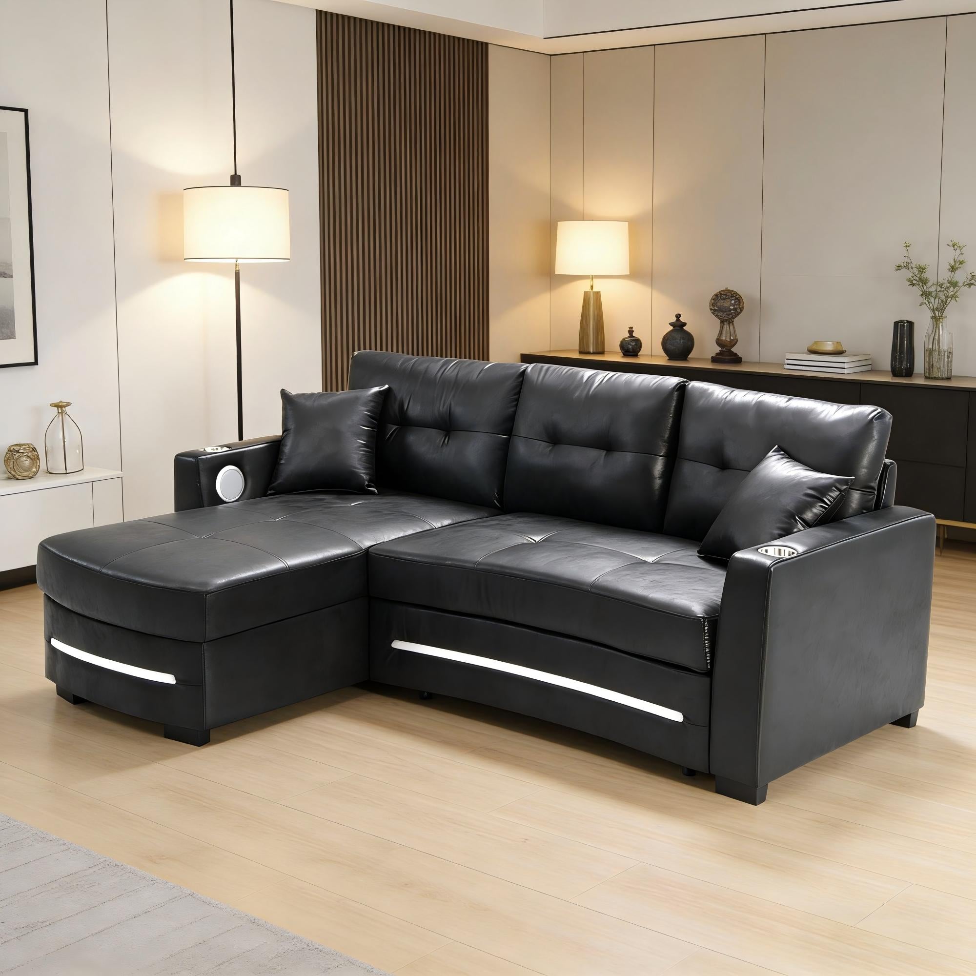 L-Shape sofa with storage and Pull-out bed-1369 R&L