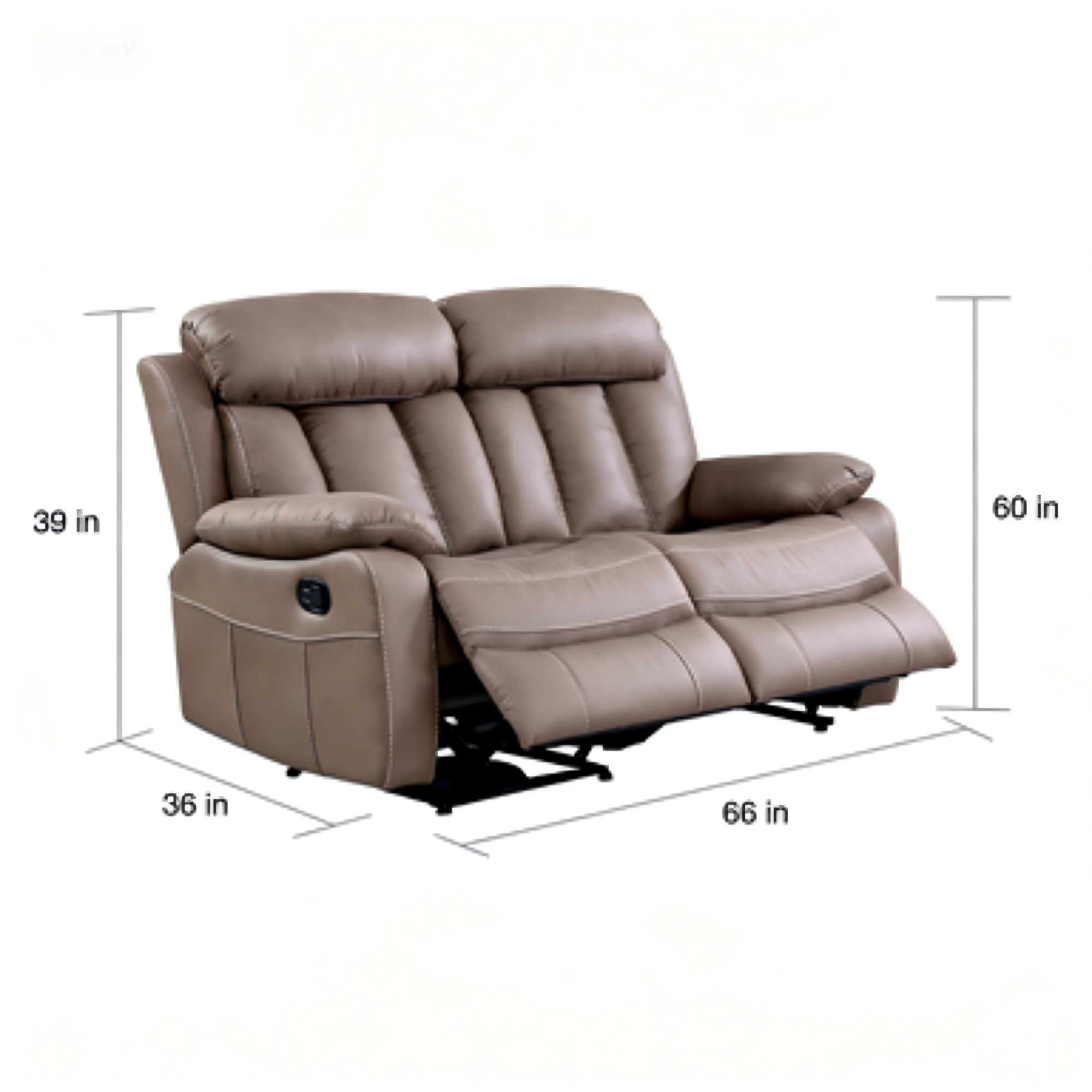 Kael Power Recliner & 2-Seater Sofa Set, Breathable Leather with Side Armrest Storage, Rustic Home Theater Seating