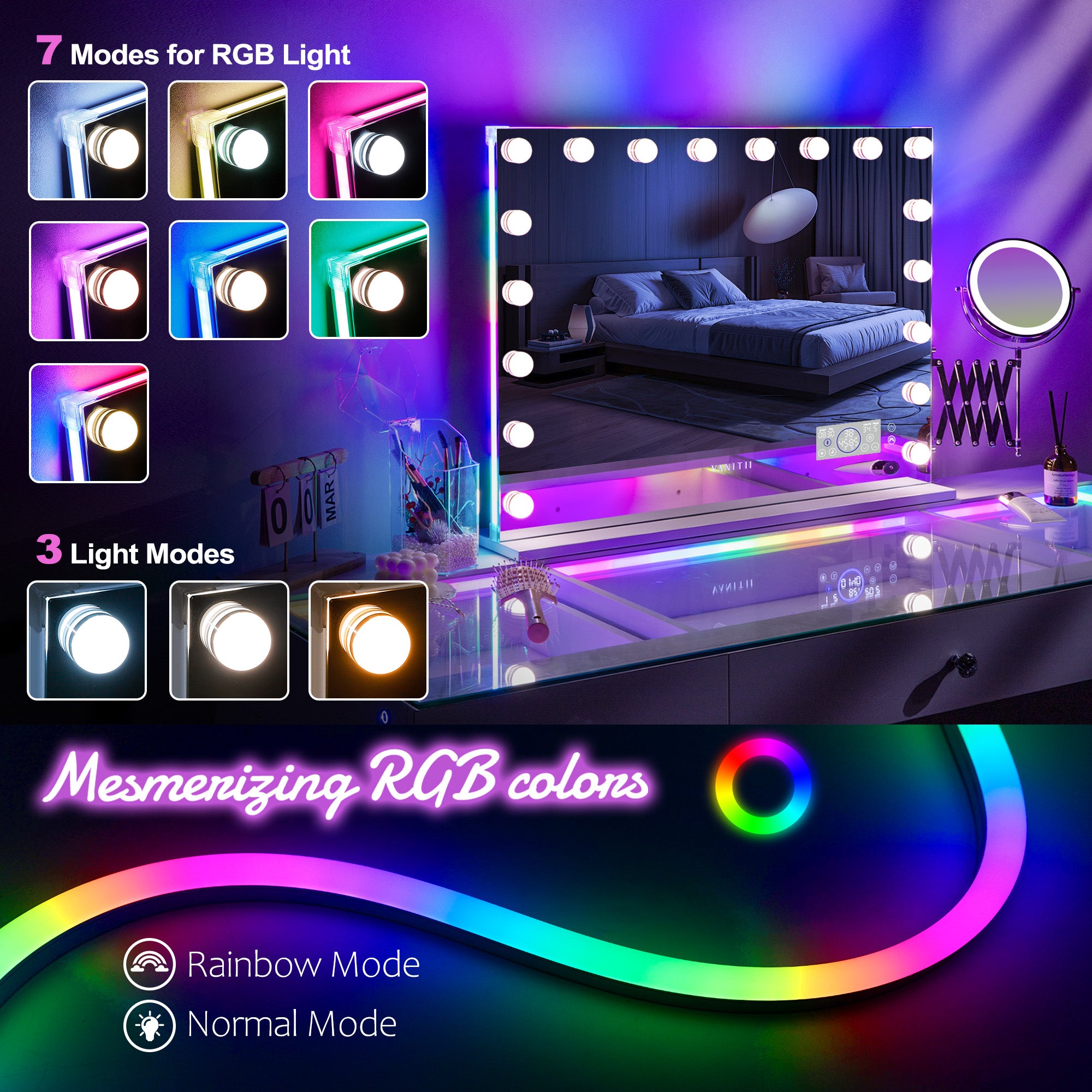 New Release! VANITII Hollywood 18/20 Bulbs Light Mirror with Bluetooth