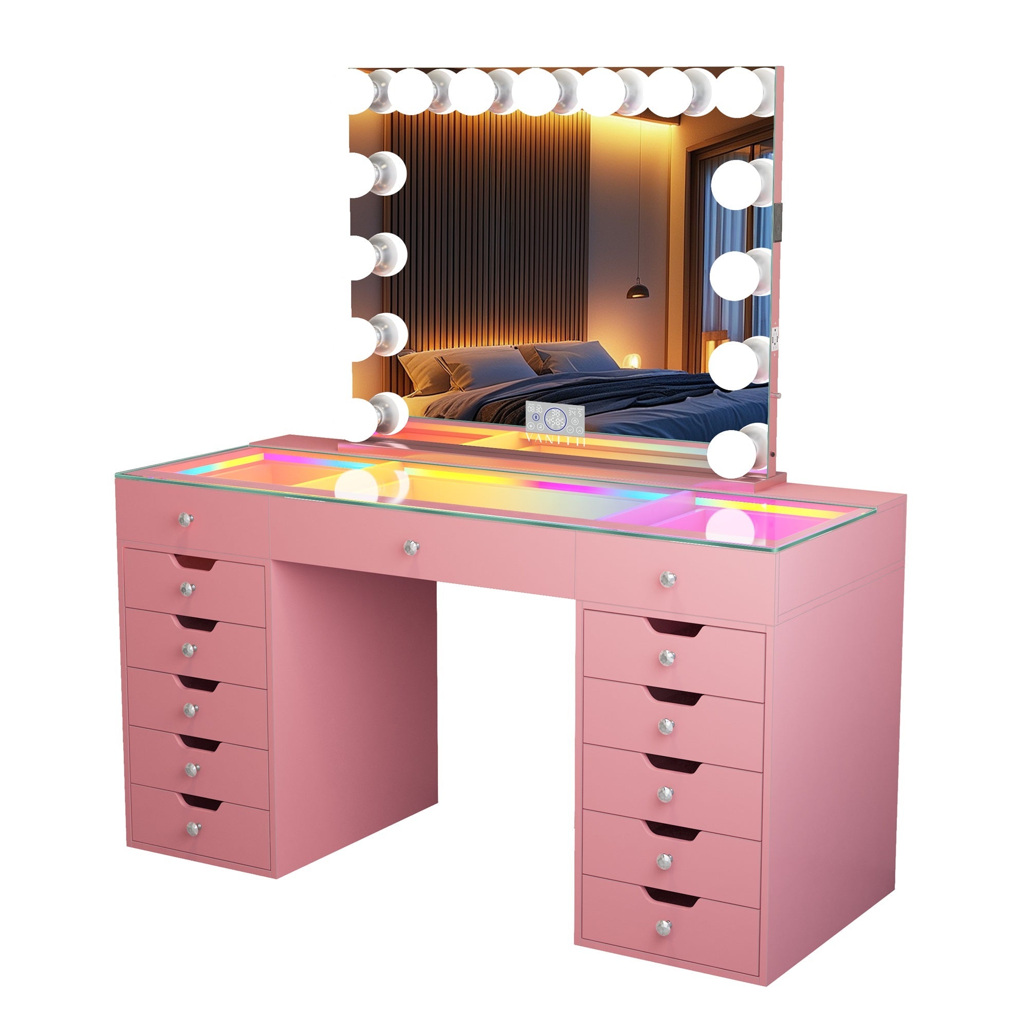 Eva-RGB Vanity Desk Set with Mirror