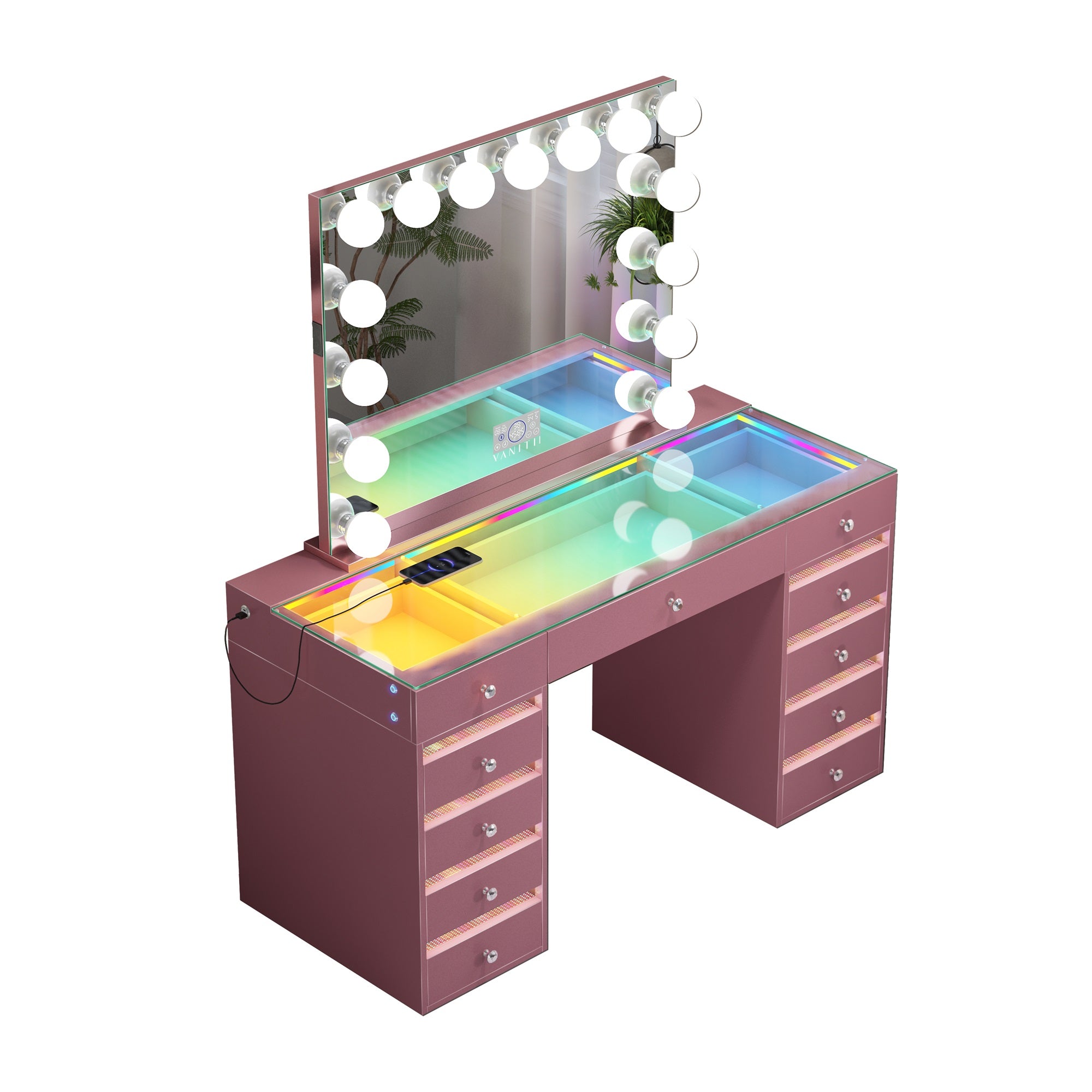 VANITII Fenair Vanity Desk with RGB light including Vanity Mirror