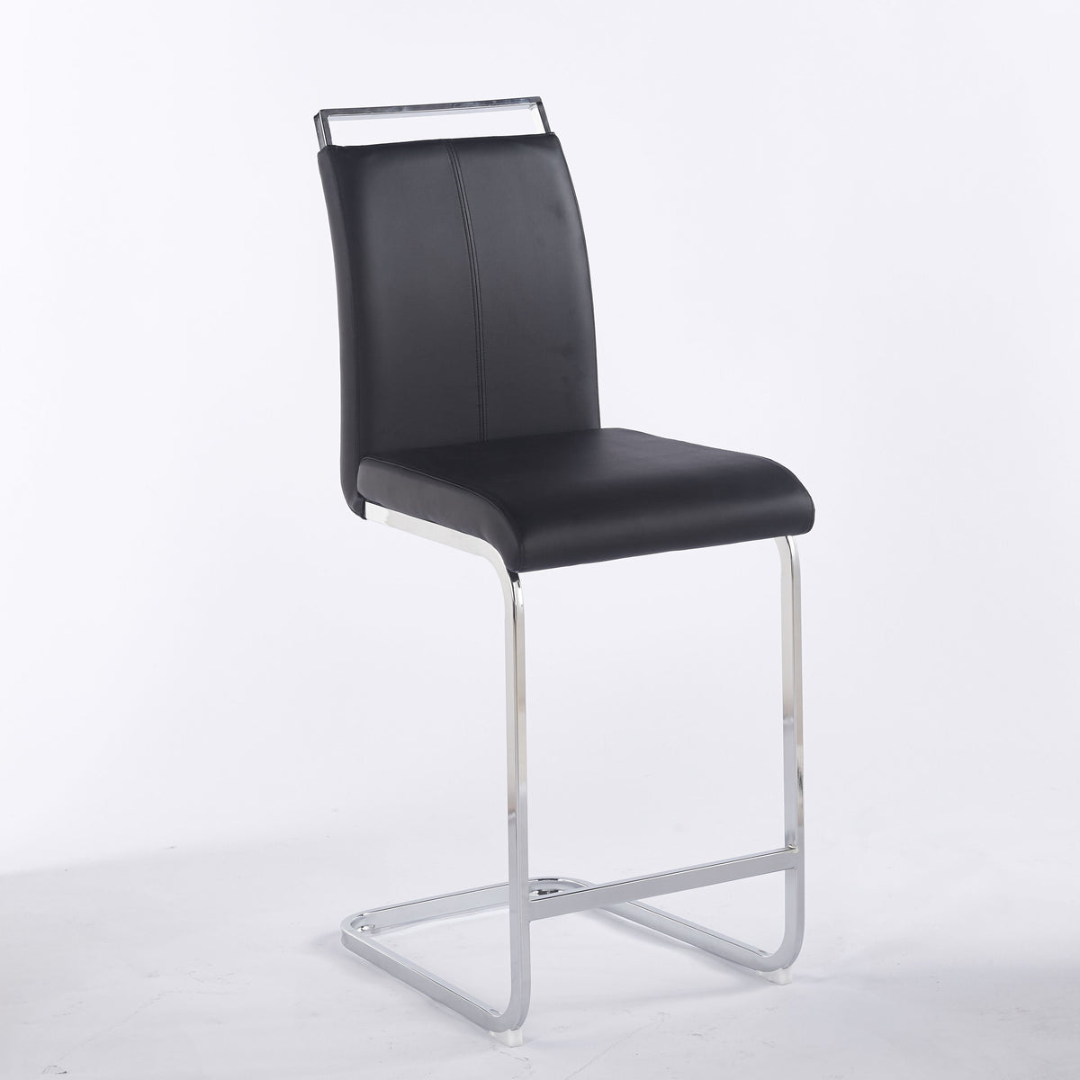 Contemporary Upholstered Bar Stool, Diamond Stitched PU Leather with Gold/Chrome Cantilever Base 4pcs/CTN