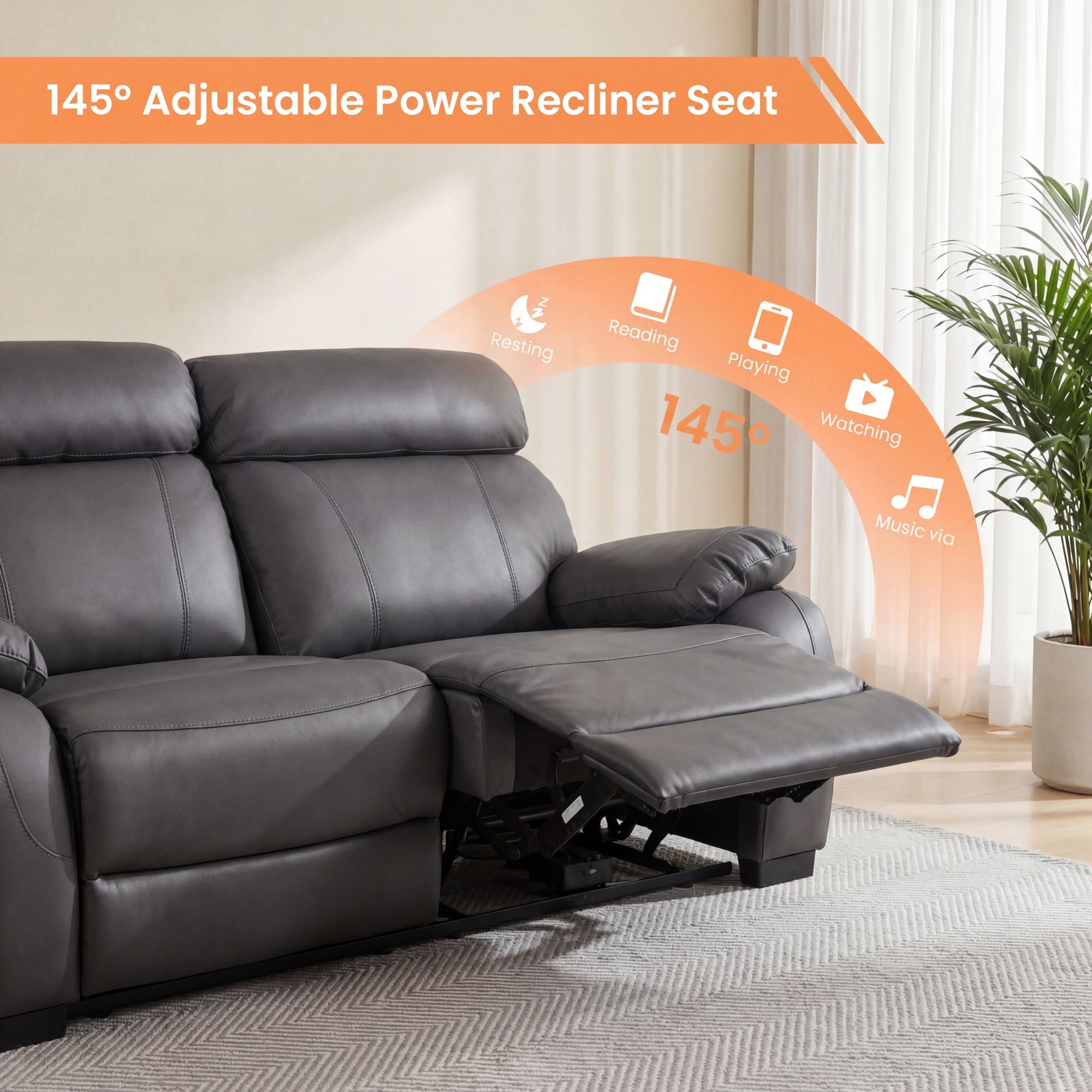 Harry Gray Power Recliner Sofa
