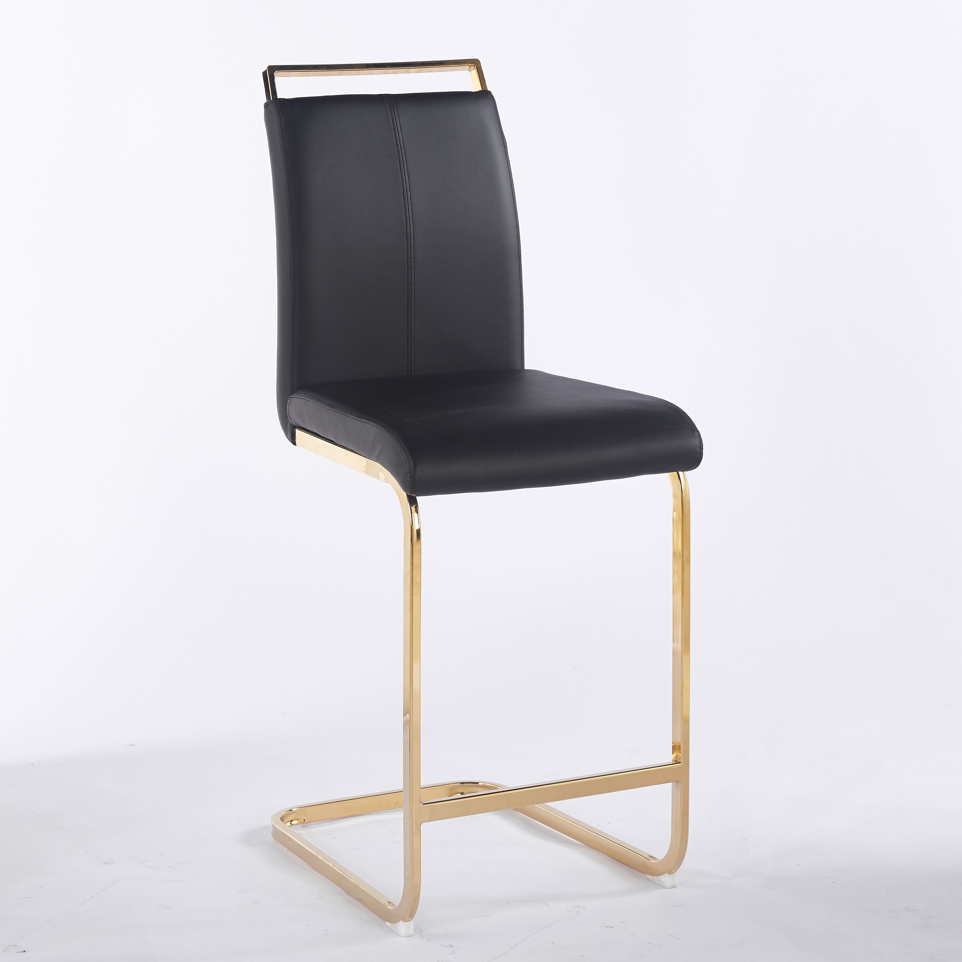 Contemporary Upholstered Dining Chair, Diamond Stitched PU Leather with Gold/Chrome Cantilever Base 4pCS/CTN