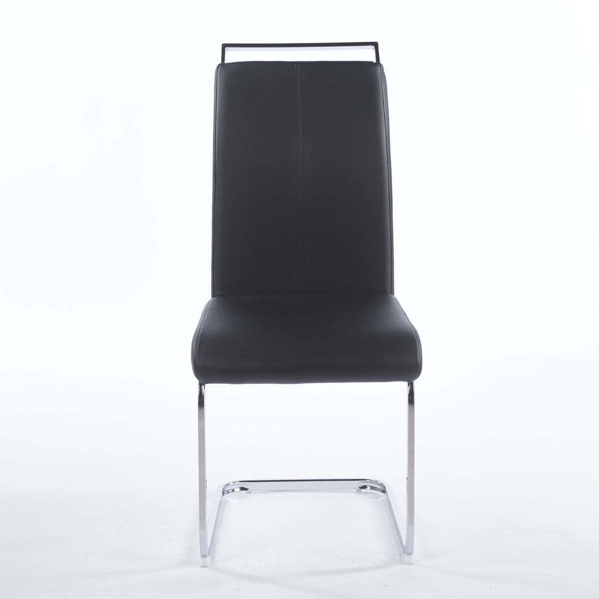 Contemporary Cantilever Dining Chair, Leather Upholstery with Chrome Metal Base 4pCS/CTN