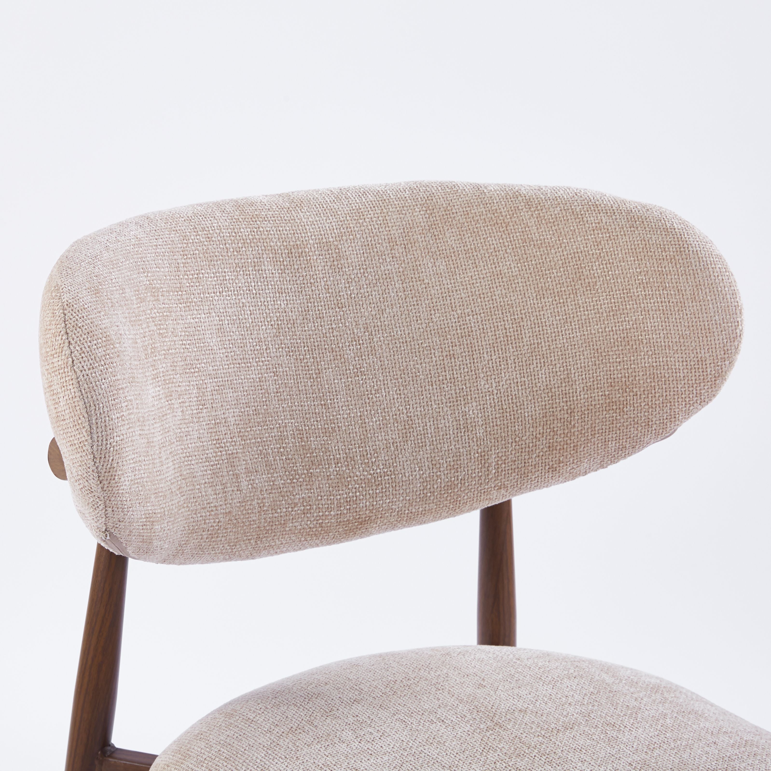 Modern Upholstered Chair - Linen Fabric, Walnut-Transfer Legs 4pCS/CTN