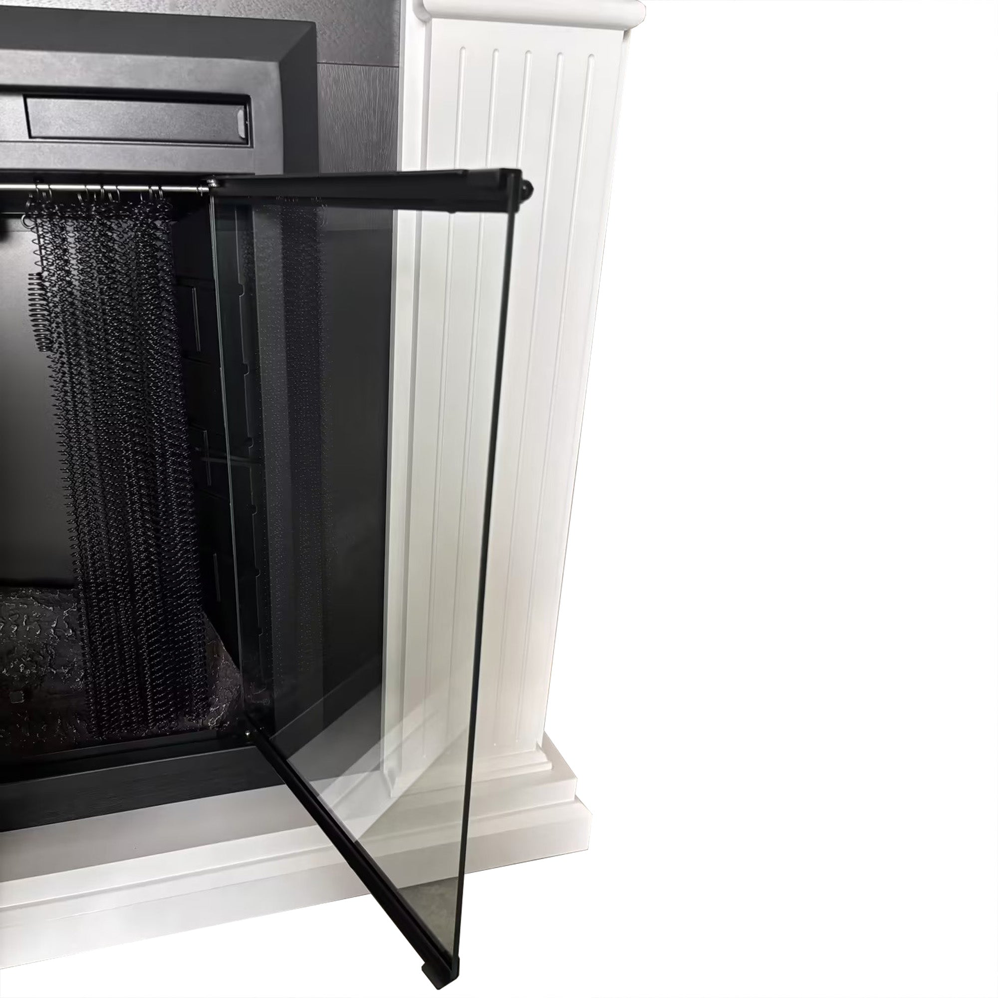 White Okoume Veneer Fireplace TV Stand