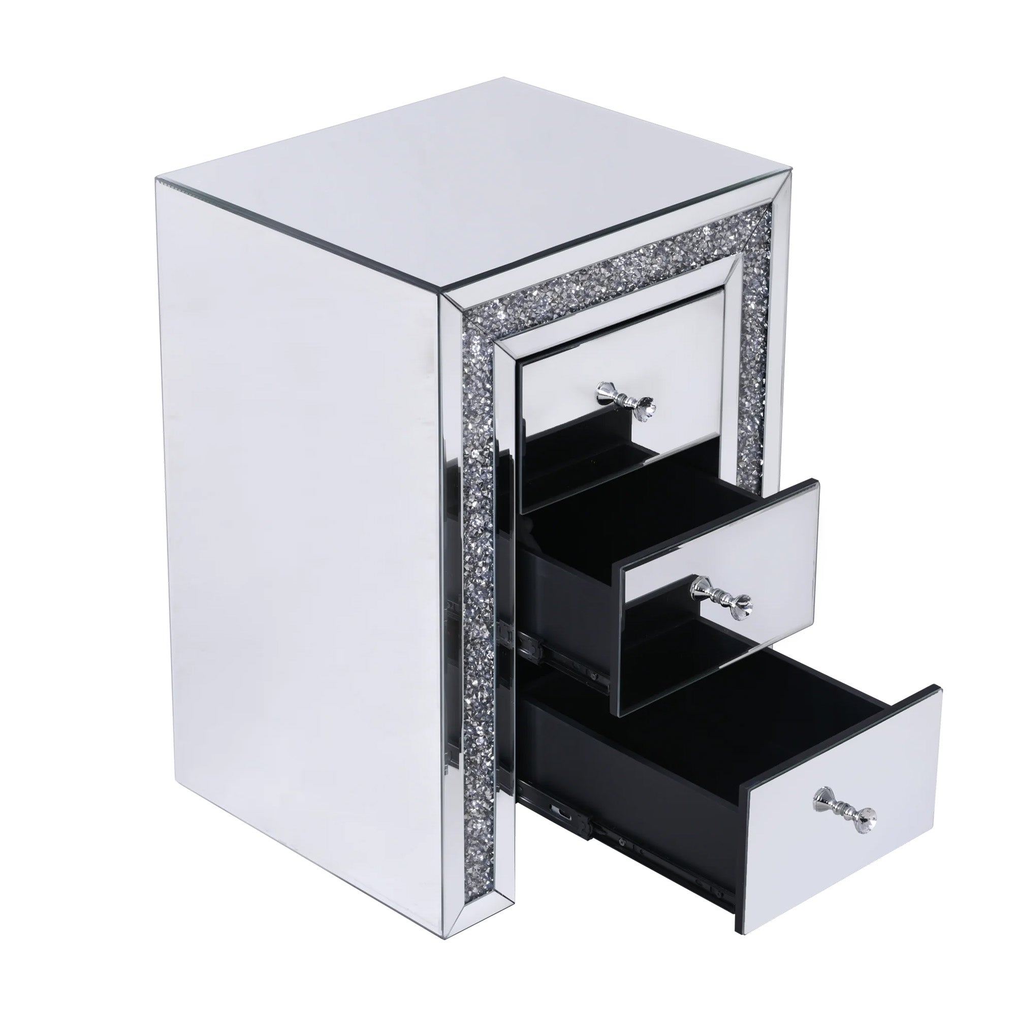 VANITII Crushed Diamonds LED Bedside Table
