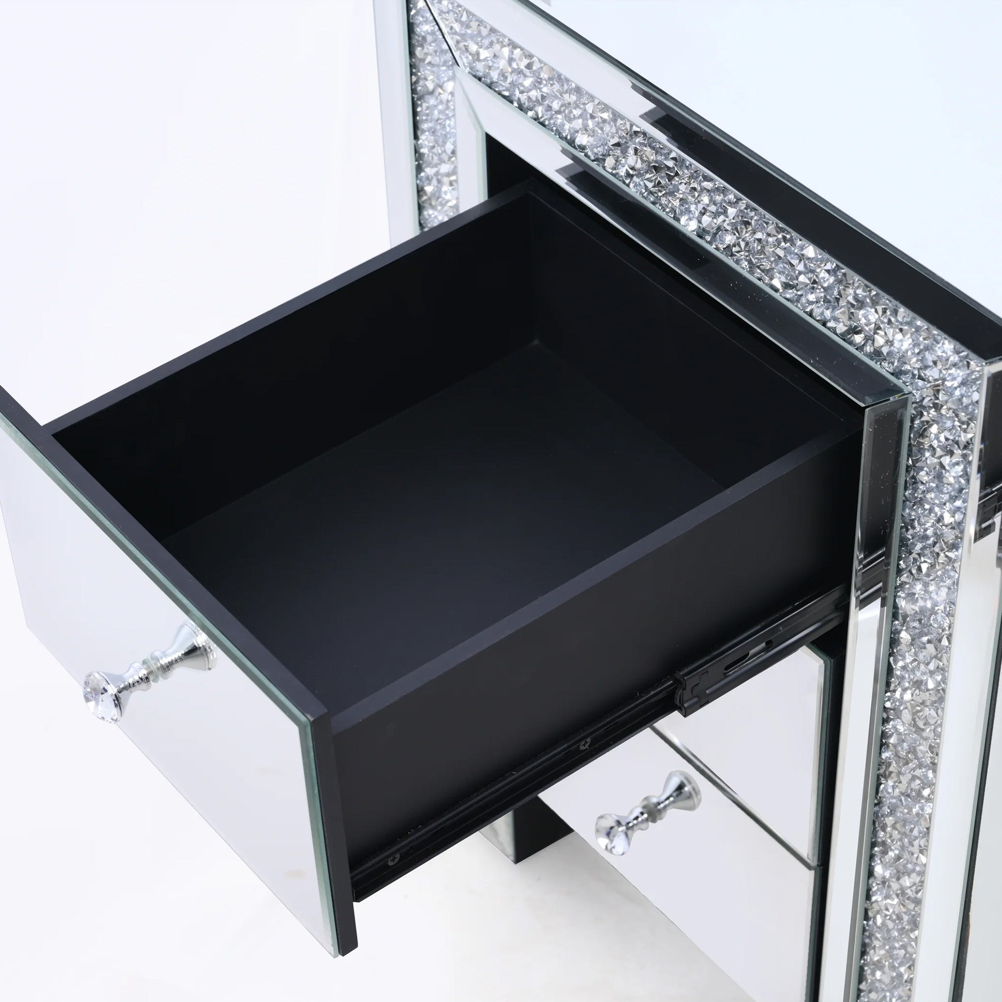 VANITII Crushed Diamonds LED Bedside Table