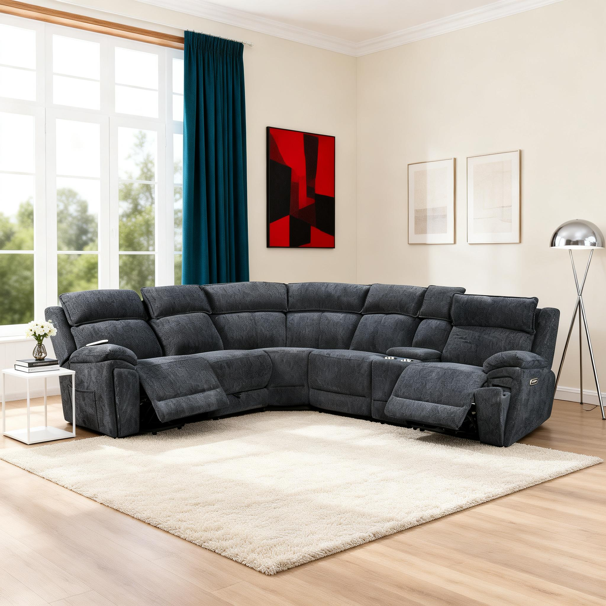 Power Recliner Sectional Fabric Sofa MC3020 Blue
