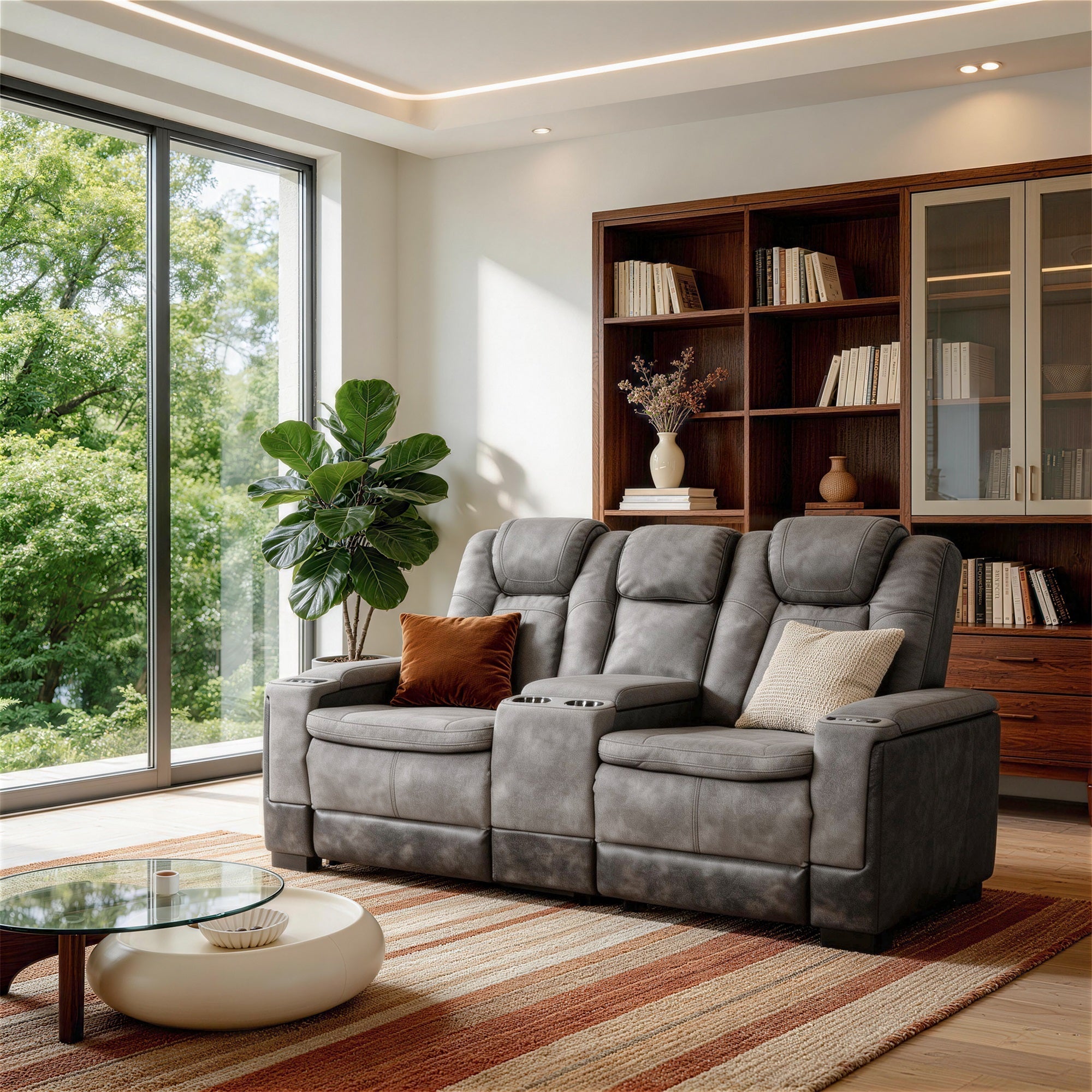 Charlie Modern Gray Power Recliner Loveseat