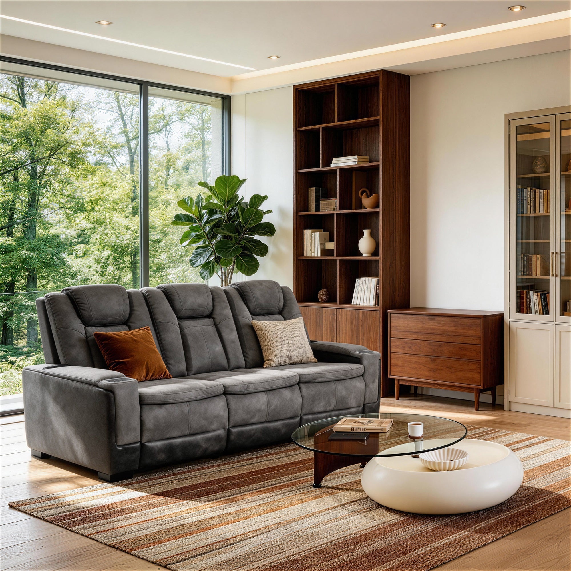 Charlie Modern Gray Power Recliner Sofa for Living Room or Home Theater