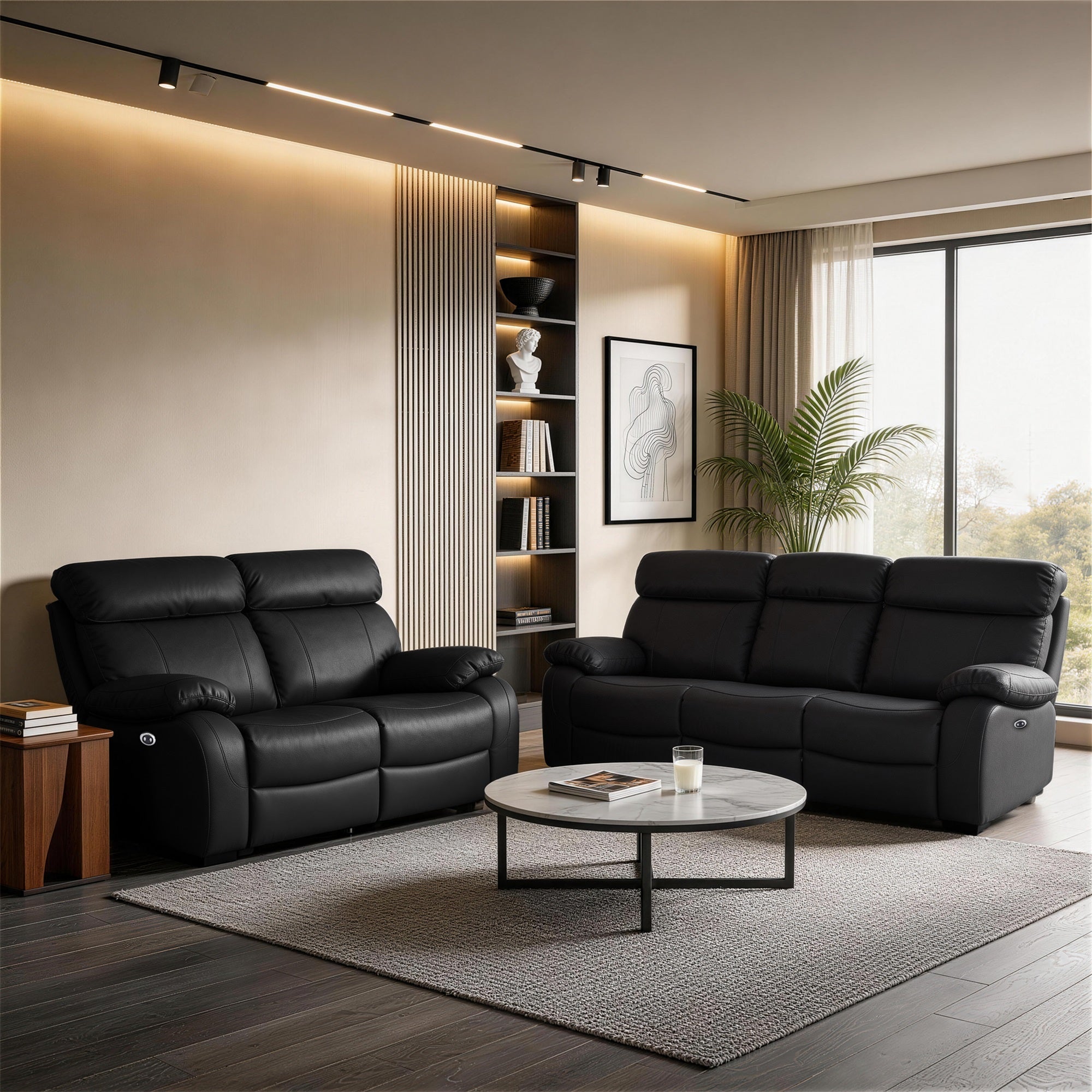 Harry Black Power Recliner Sofa & Loveseat