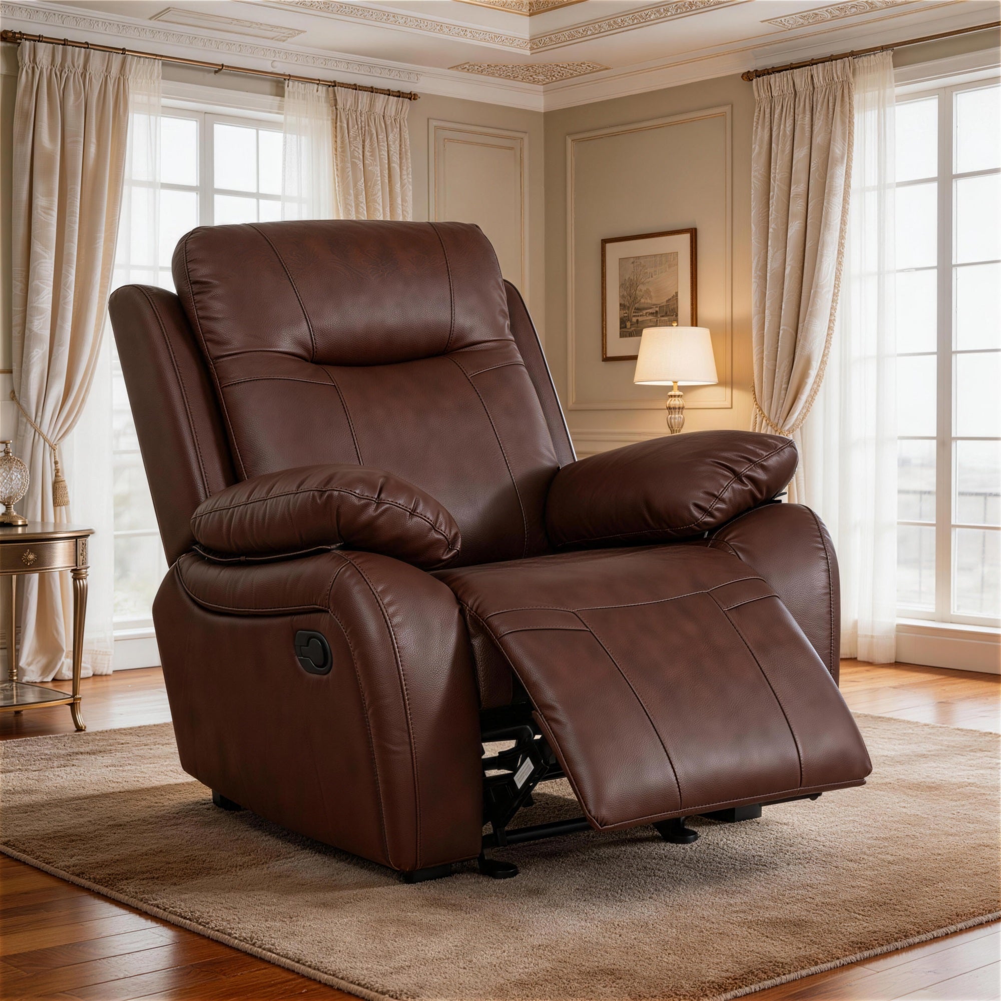 Evian Manual Recliner Chair is placed in the living room,being both beautiful and practical.