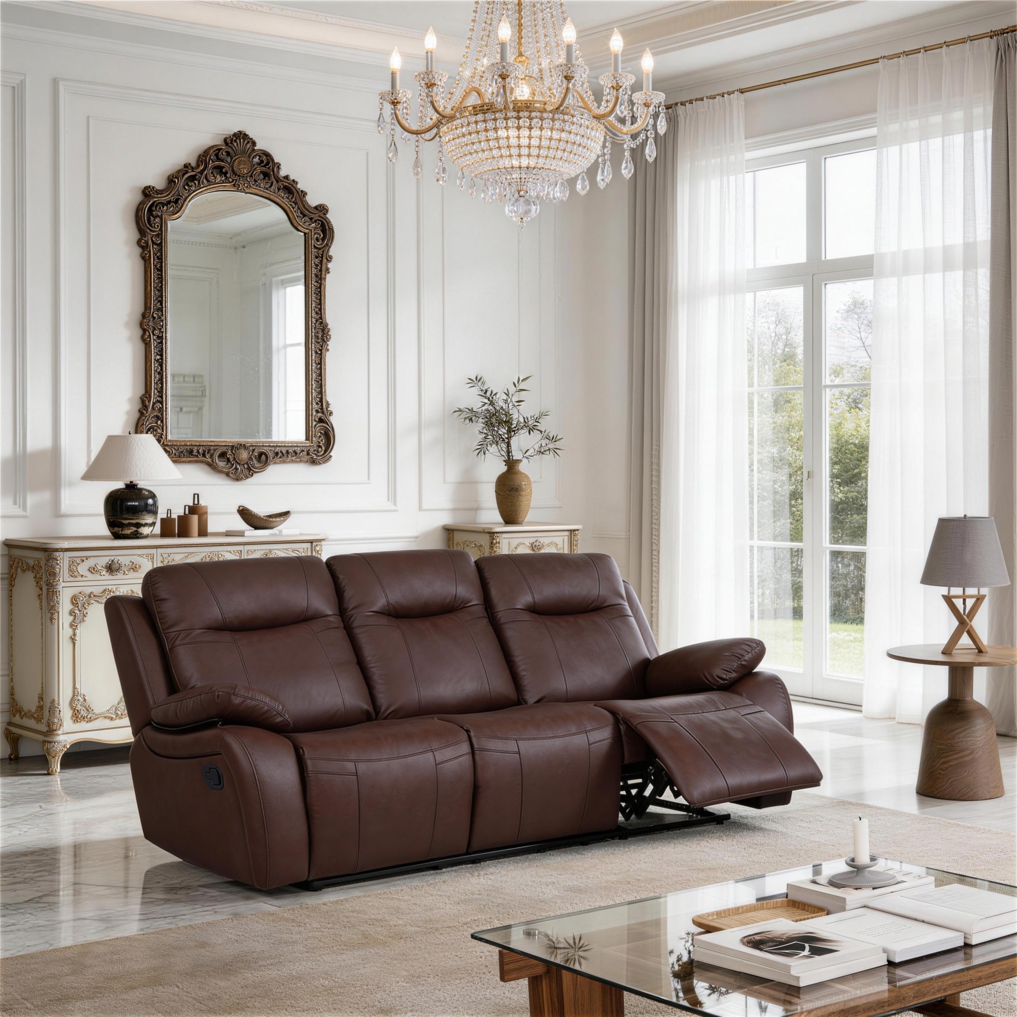 Evian Manual Recliner sofa is placed in the living room,being both beautiful and practical.