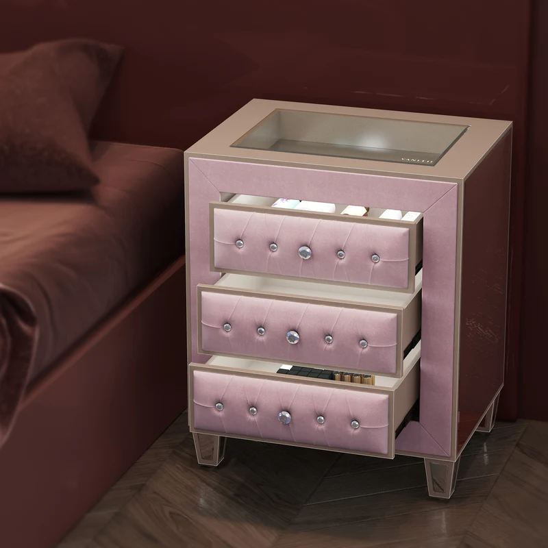 Luxurious bedside table with three drawers