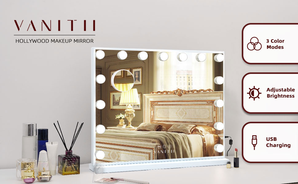 VANITII Mary Hollywood Vanity Mirror