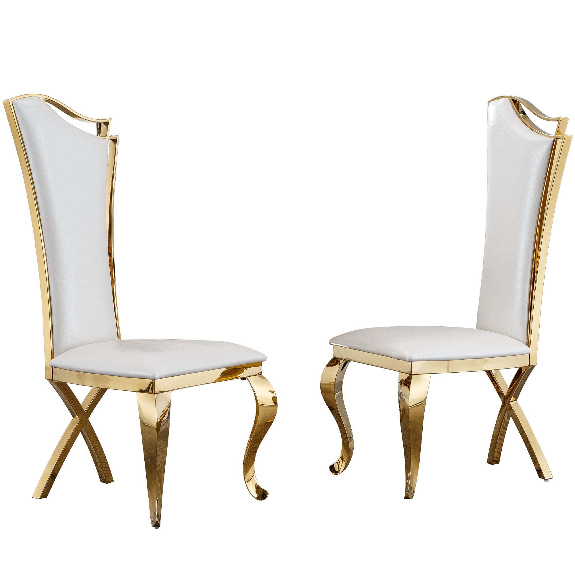 Pearl White & Gold Stainless Steel chairs