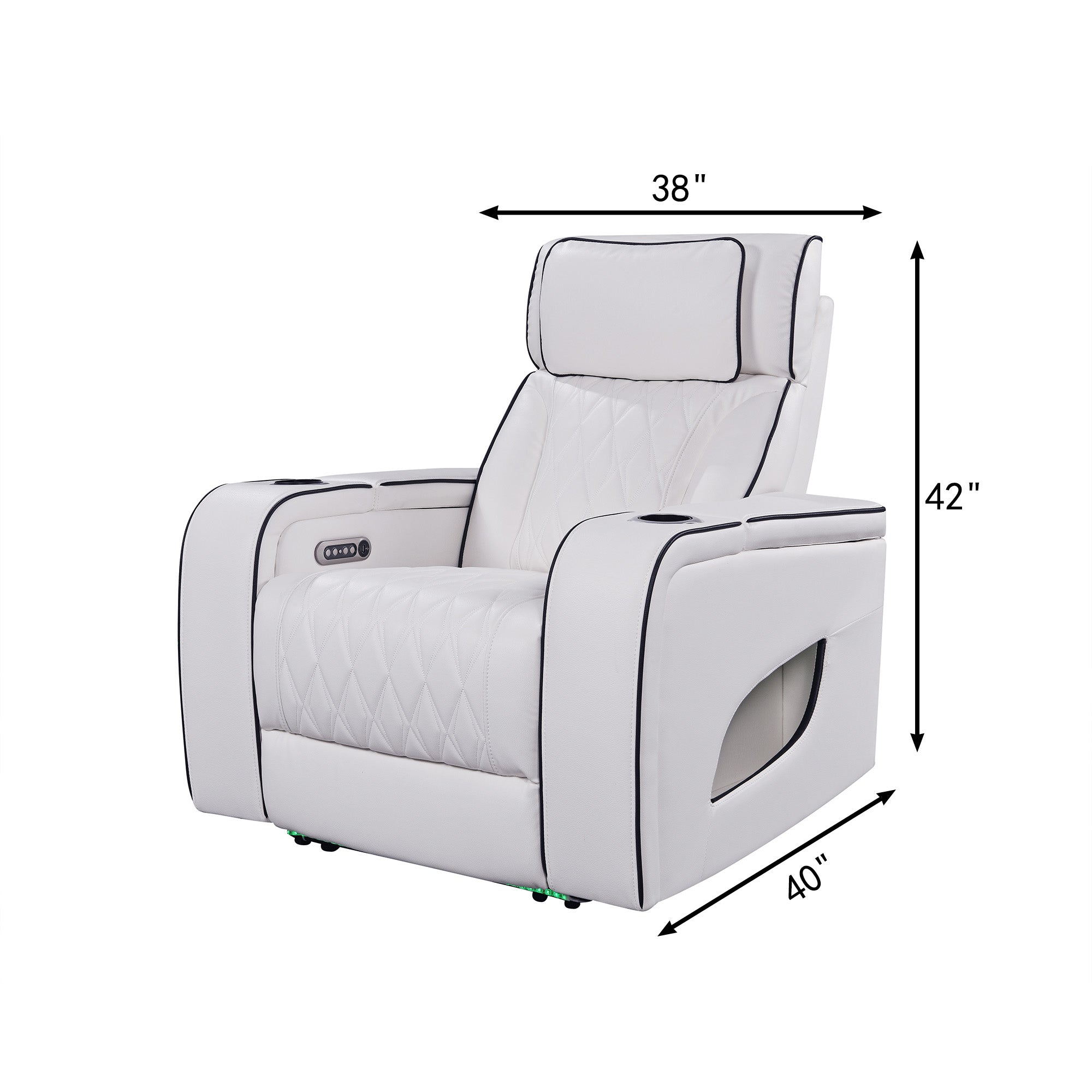 Jessie Power Recliner Chair - Modern White Leather Armchair