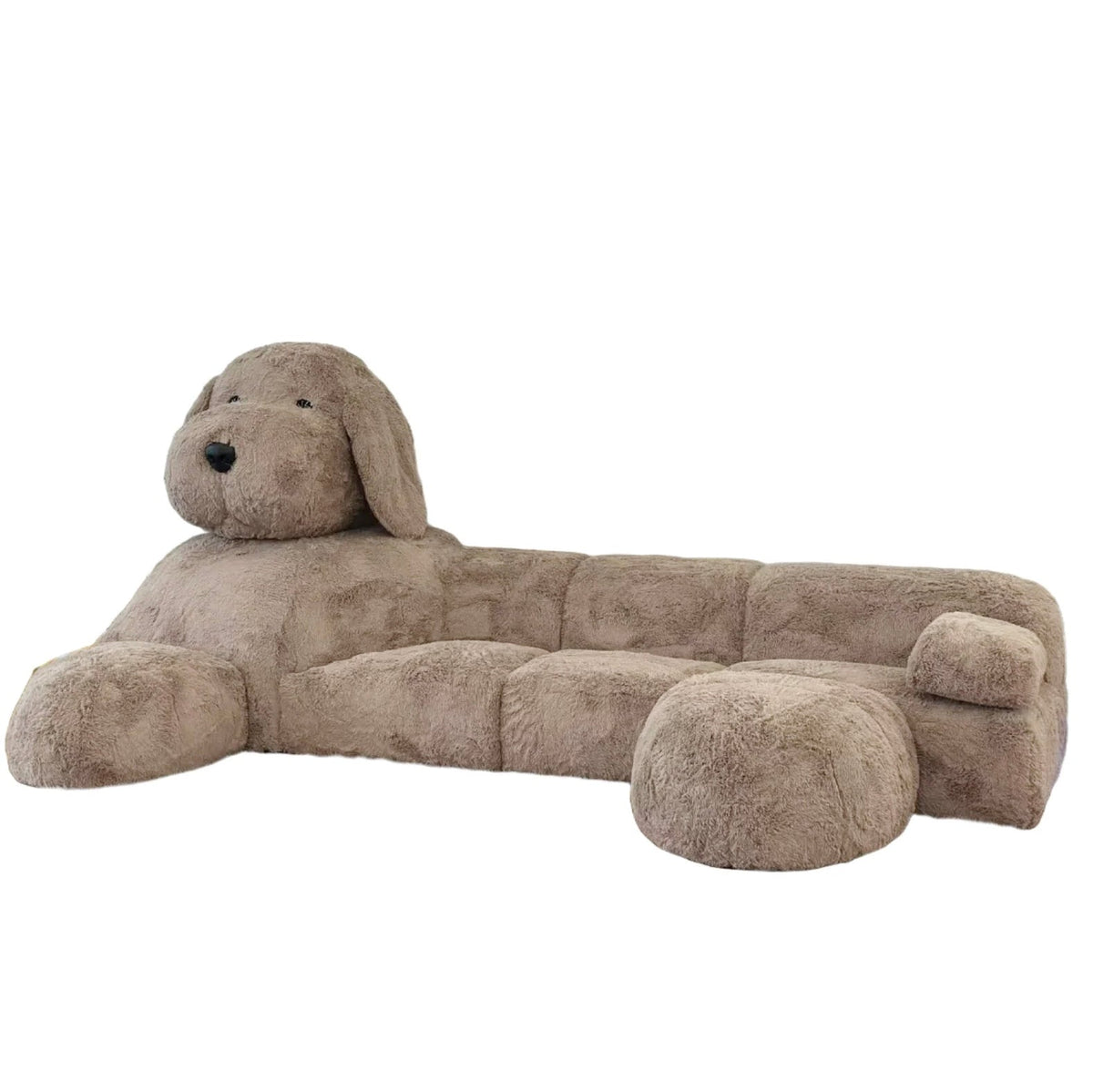 The front view of the oversized plush dog-shaped sofa