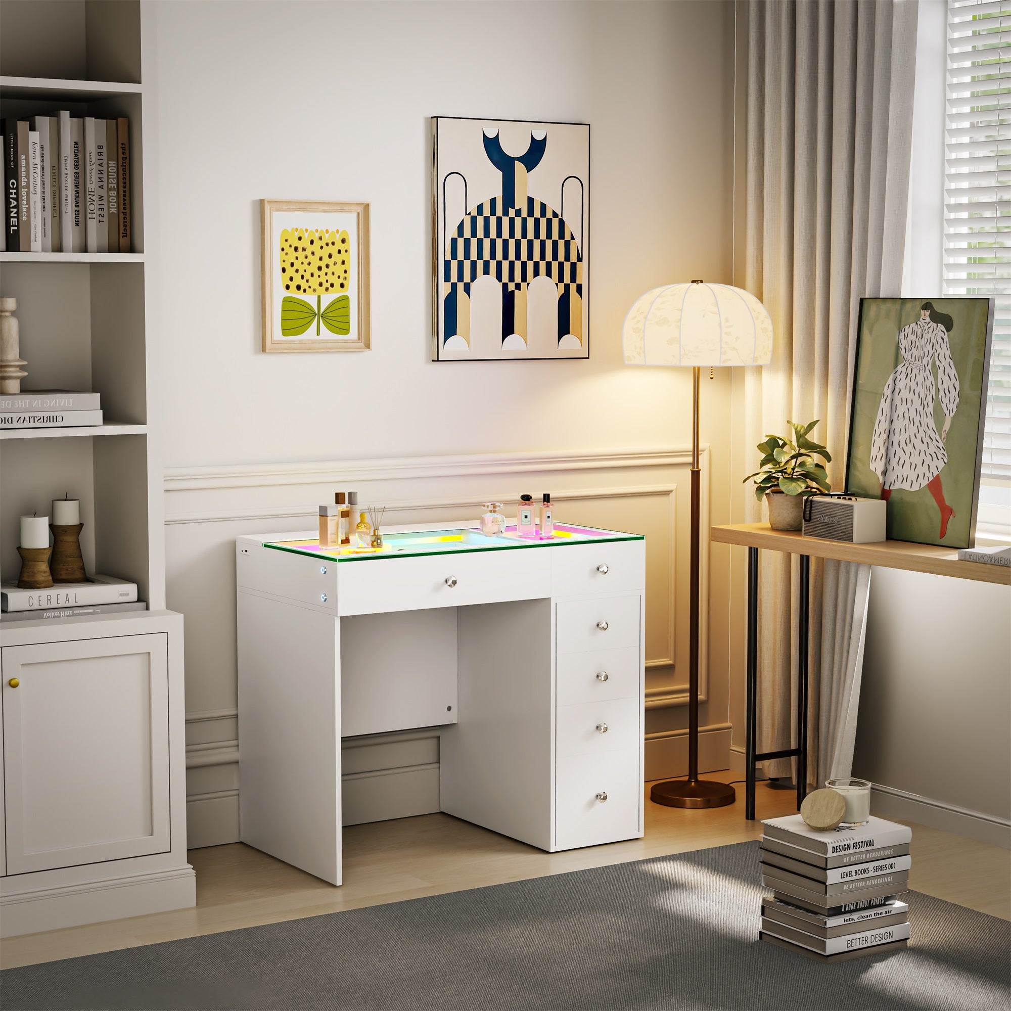VANITII Mini Diana Vanity Desk- 6 Storage Drawers