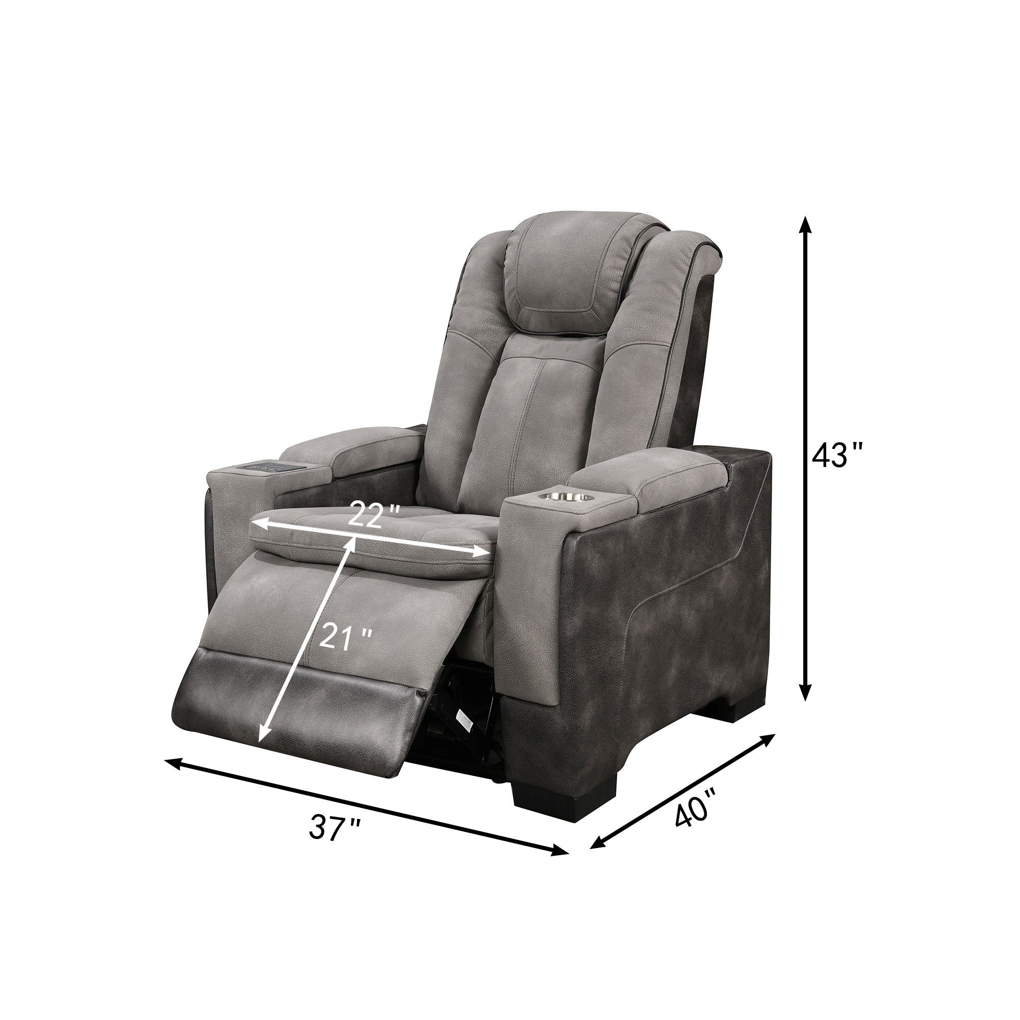 Charlie Gray Power Recliner Chair