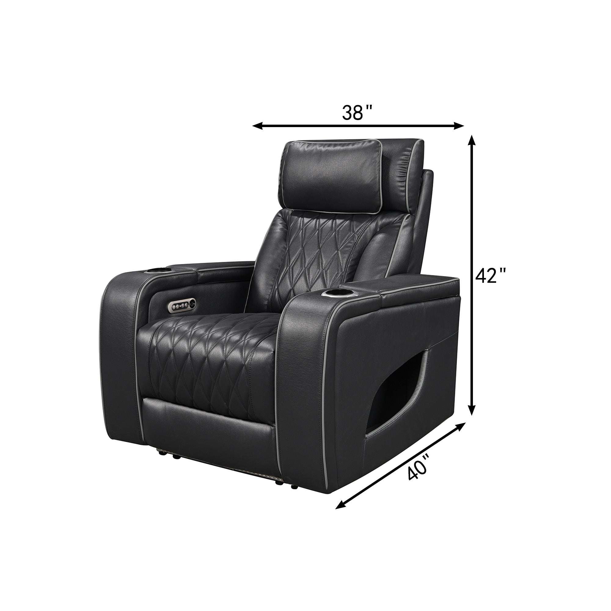 Jessie Power Recliner Chair - Modern Black Leather Armchair