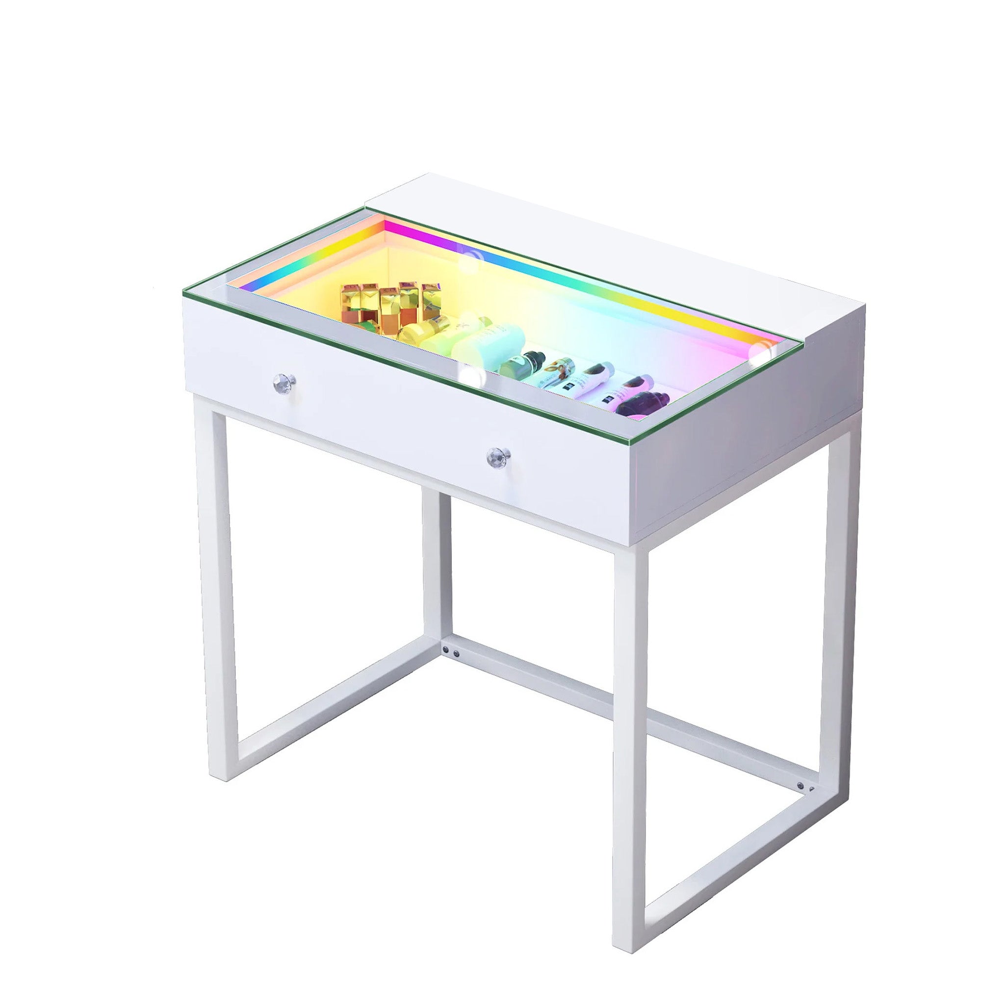 VANITII IVY Lighted Glass Vanity | Cosmetic Storage Table