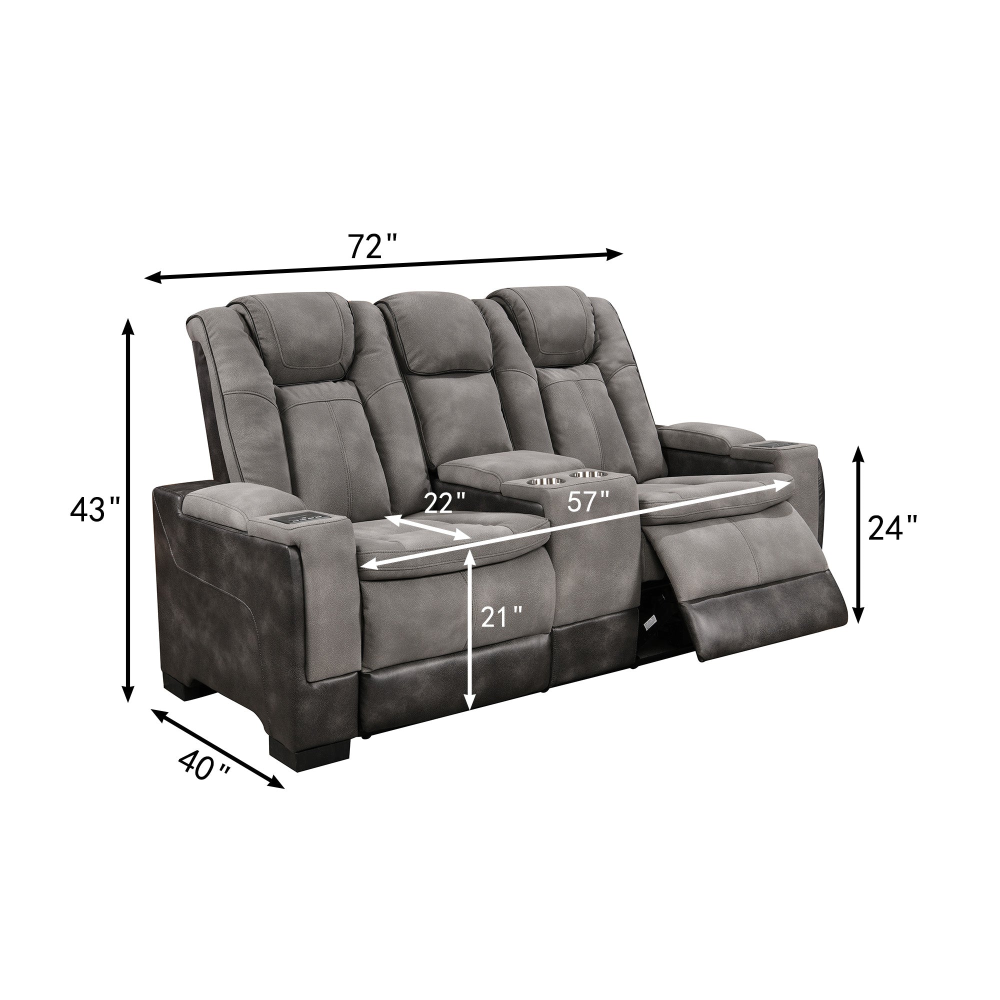 Charlie Modern Gray Power Recliner Loveseat