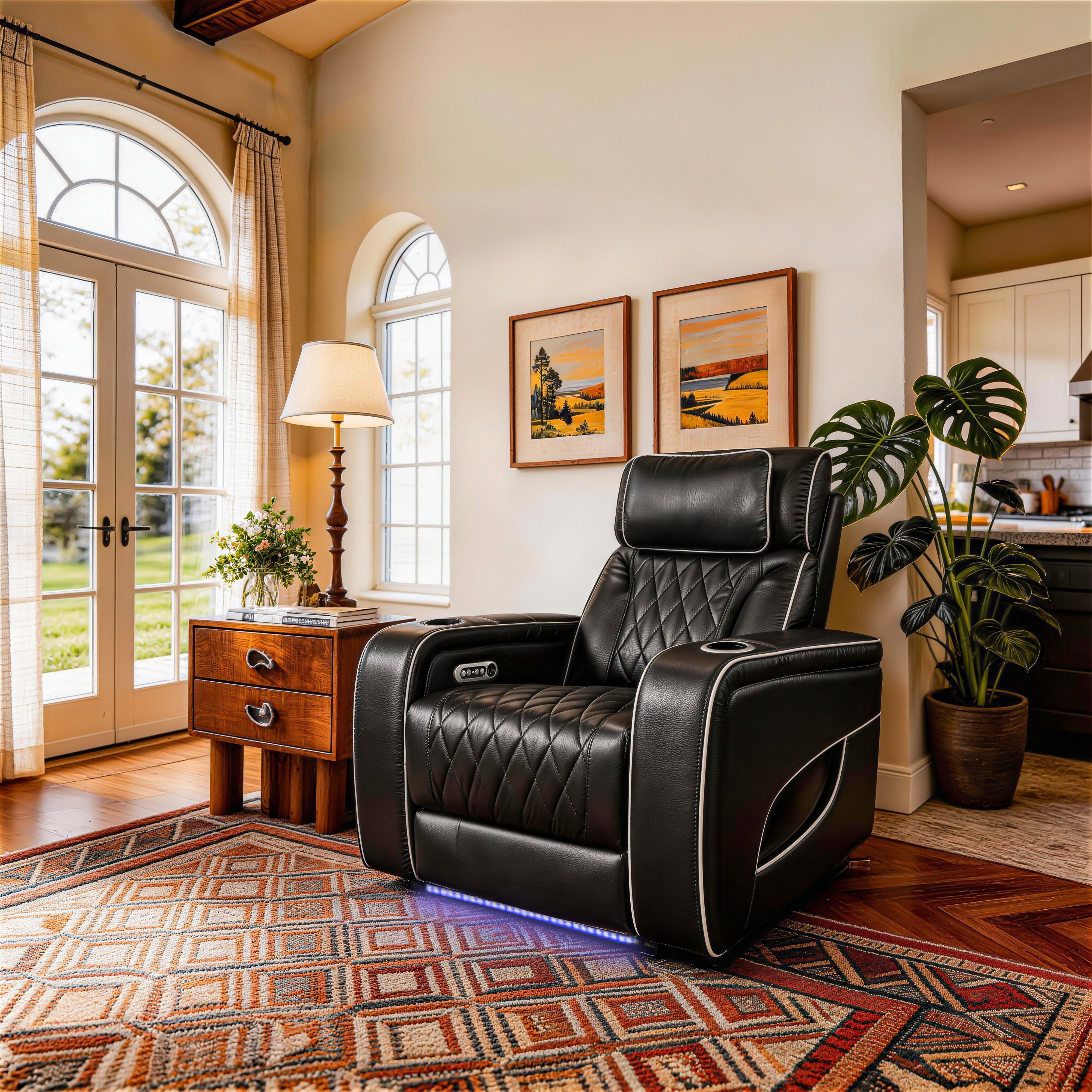 Jessie Power Recliner Chair - Modern Black Leather Armchair