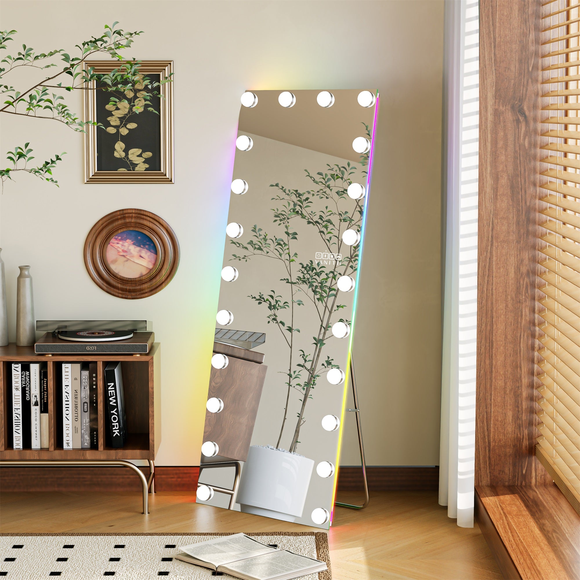 VANITII Full Length Hollywood Mirror with Bluetooth Speaker & LED